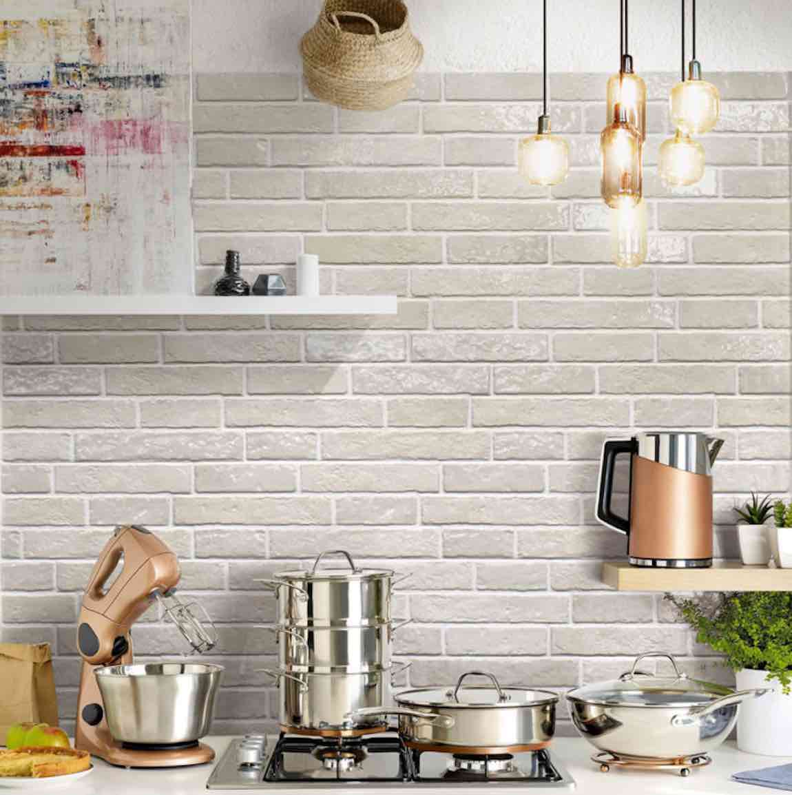 Premium Urban Brick Porcelain Tile - Vanilla 6x15 - Perfect for Kitchen Backsplash, Bathroom Walls & Modern Interior Design