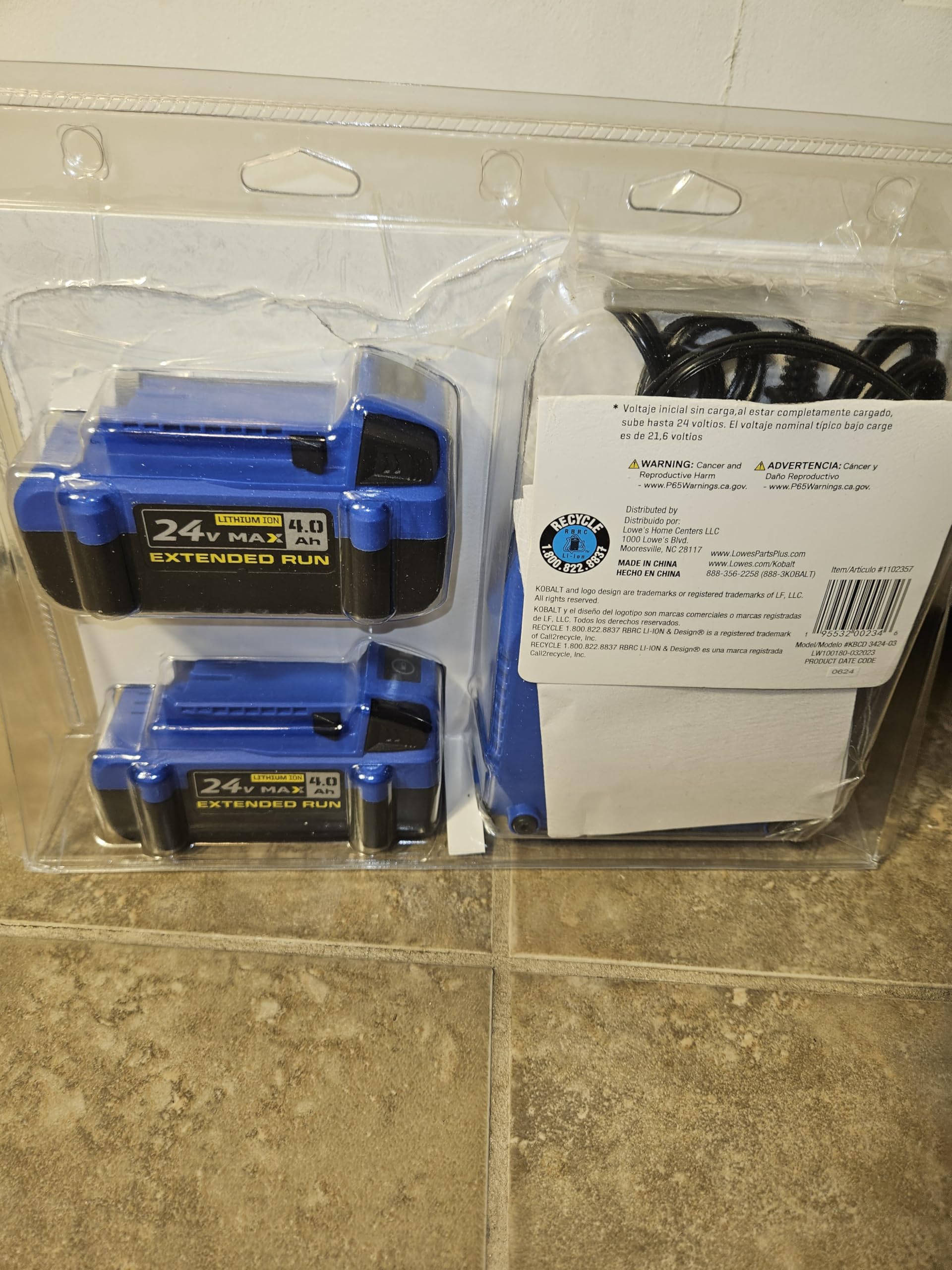Kobalt 24V 2-Pack 4Ah Lithium-Ion Battery with Charger - Power Tools, Lawn Equipment & Outdoor Devices Replacement Battery Pack