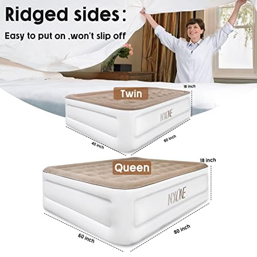 **NXONE Air Mattress - Inflatable Single/Double Airbed with Built-in Electric Pump, High Capacity 550lb - Portable Guest Bed for Home, Camping & Travel - Perfect for Sleepovers, Outdoor Adventures & Emergency Use**