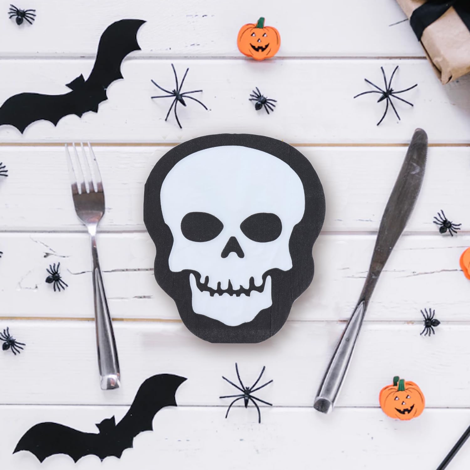 50 Pack Halloween Skull Disposable Paper Napkins - Spooky Party Supplies for Halloween Decorations, Table Settings & Party Favors | Perfect for Halloween Parties, Trick-or-Treat Events & Themed Gatherings