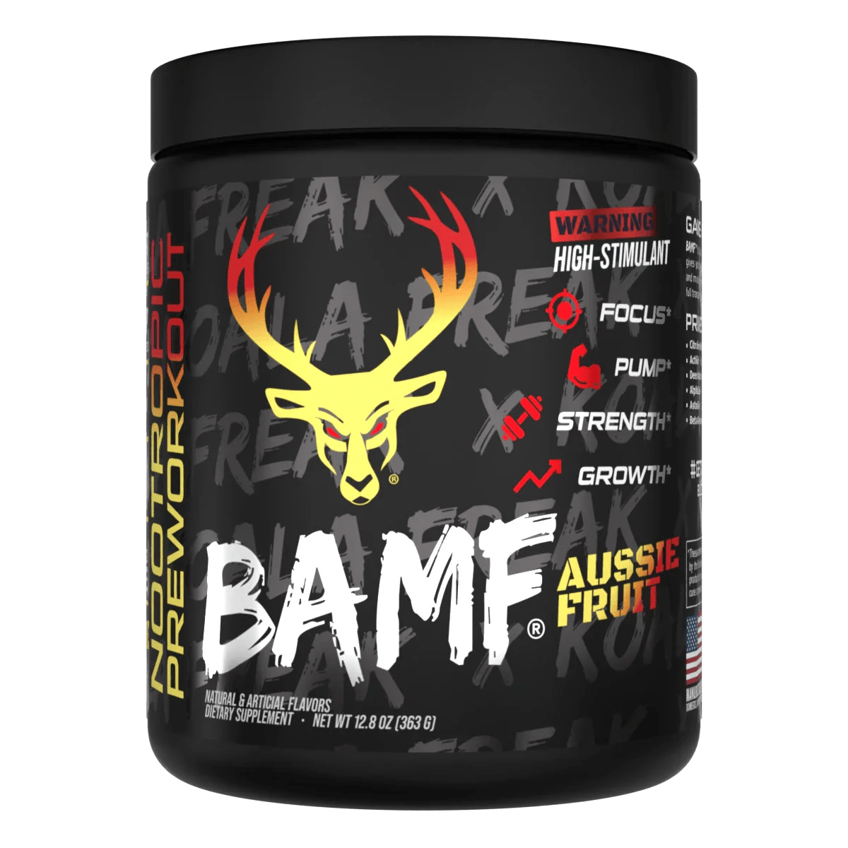 Bucked Up BAMF Nootropic High Stimulant Pre Workout Supplement - Boost Energy, Focus & Performance for Intense Gym Workouts & Fitness Training