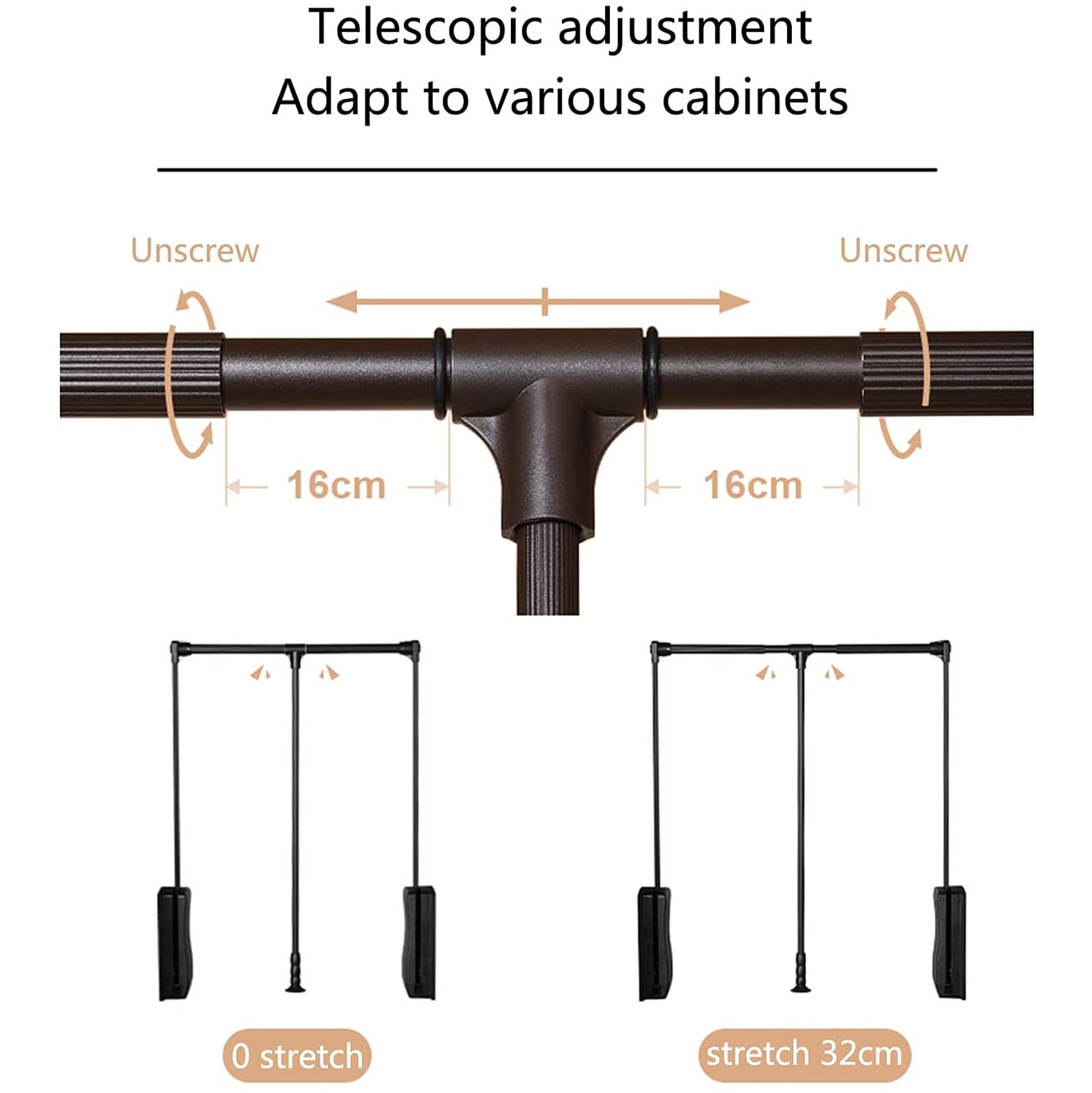 Heavy Duty Retractable Closet Valet Rod - Adjustable Drop-Down Tension Hanger for Wardrobe & Cabinet Storage | Space-Saving Garment Organizer for Bedroom Closet (630mm) | Perfect for Small Spaces & Walk-In Closets