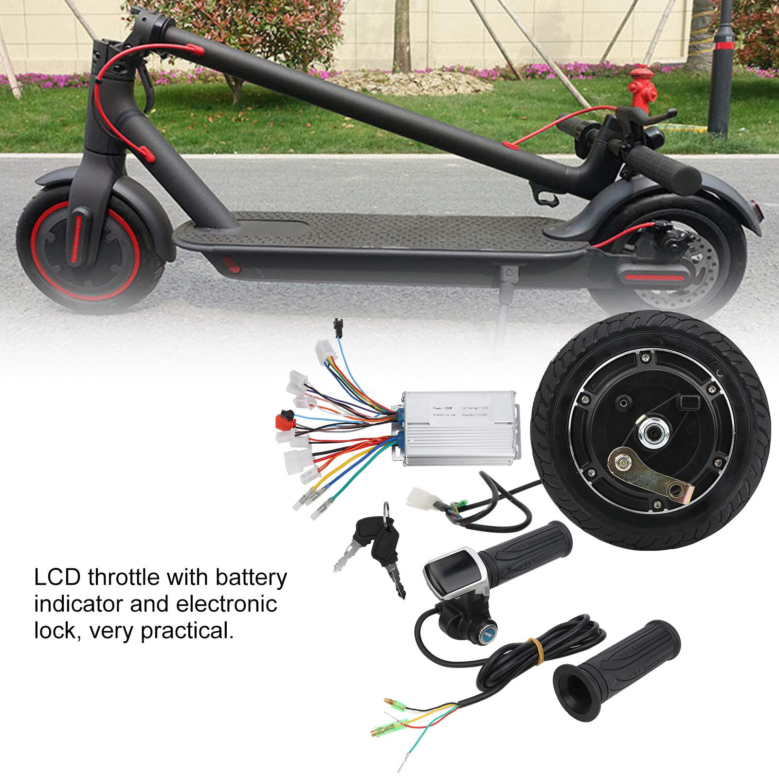 48V 350W Electric Scooter Hub Motor Conversion Kit - Brushless Wheel Motor for 8in E-Scooters | DIY Upgrade & Replacement Accessory | Perfect for Commuting & Urban Transportation
