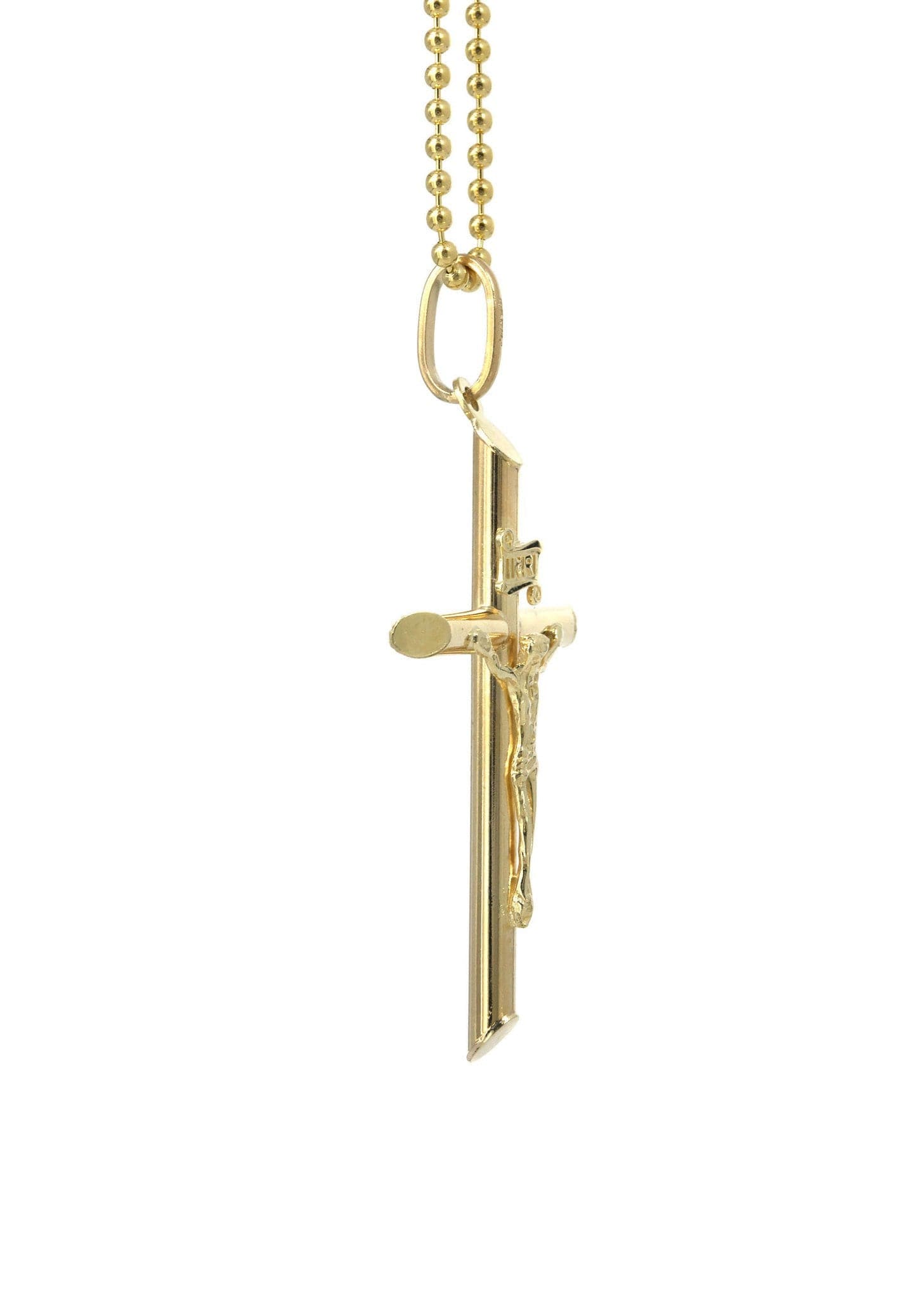 10K Yellow Gold Dog Tag Cross Necklace for Men & Women - 9.1 Grams Religious Jewelry Gift - Perfect for Everyday Wear, Baptism, Confirmation & Special Occasions