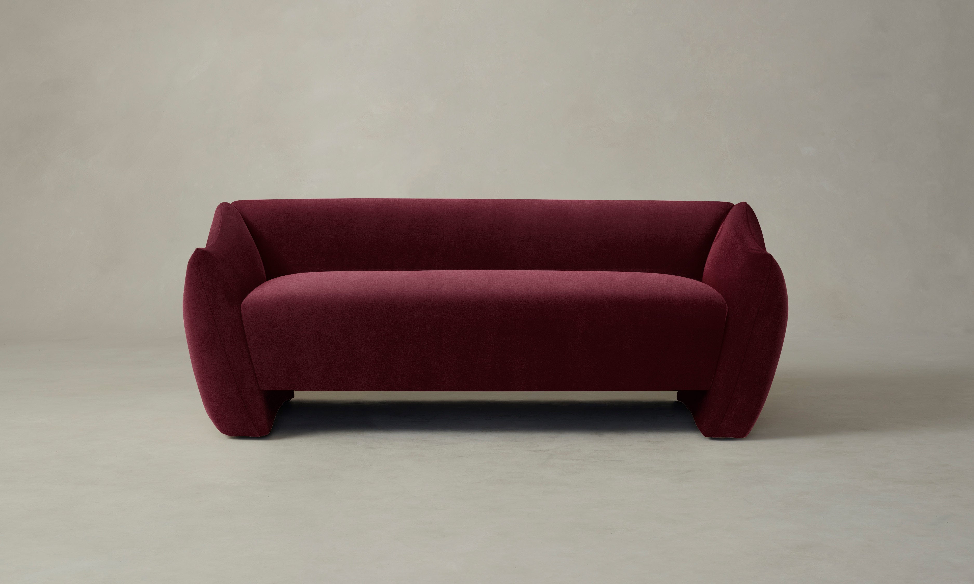 The Bond Settee - Performance Velvet Merlot Sofa | Luxurious Modern Living Room Furniture for Home & Office | Perfect for Lounging, Entertaining & Relaxing
