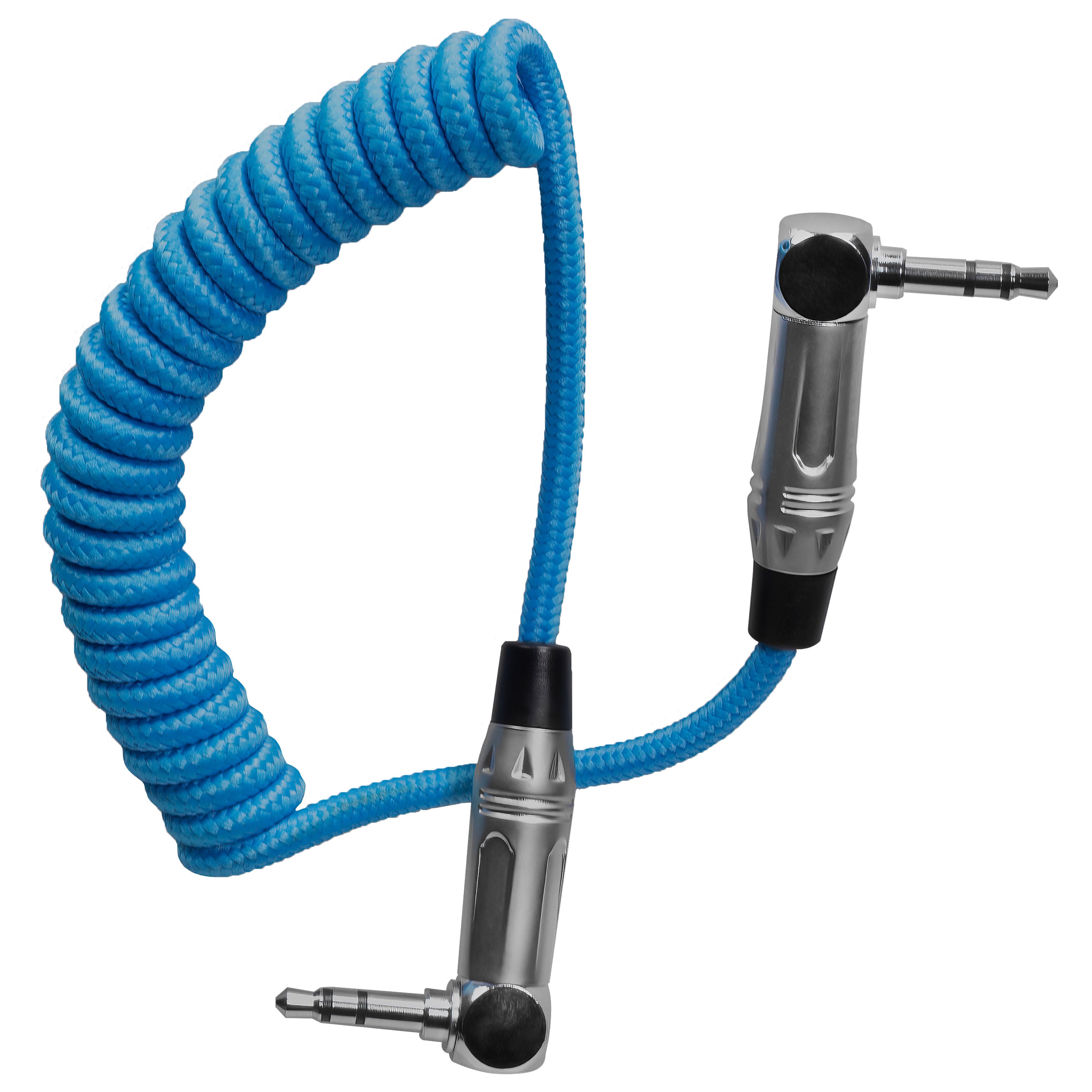 Kondor Blue Coiled 3.5mm Right Angle TRS Stereo Audio Cable (12