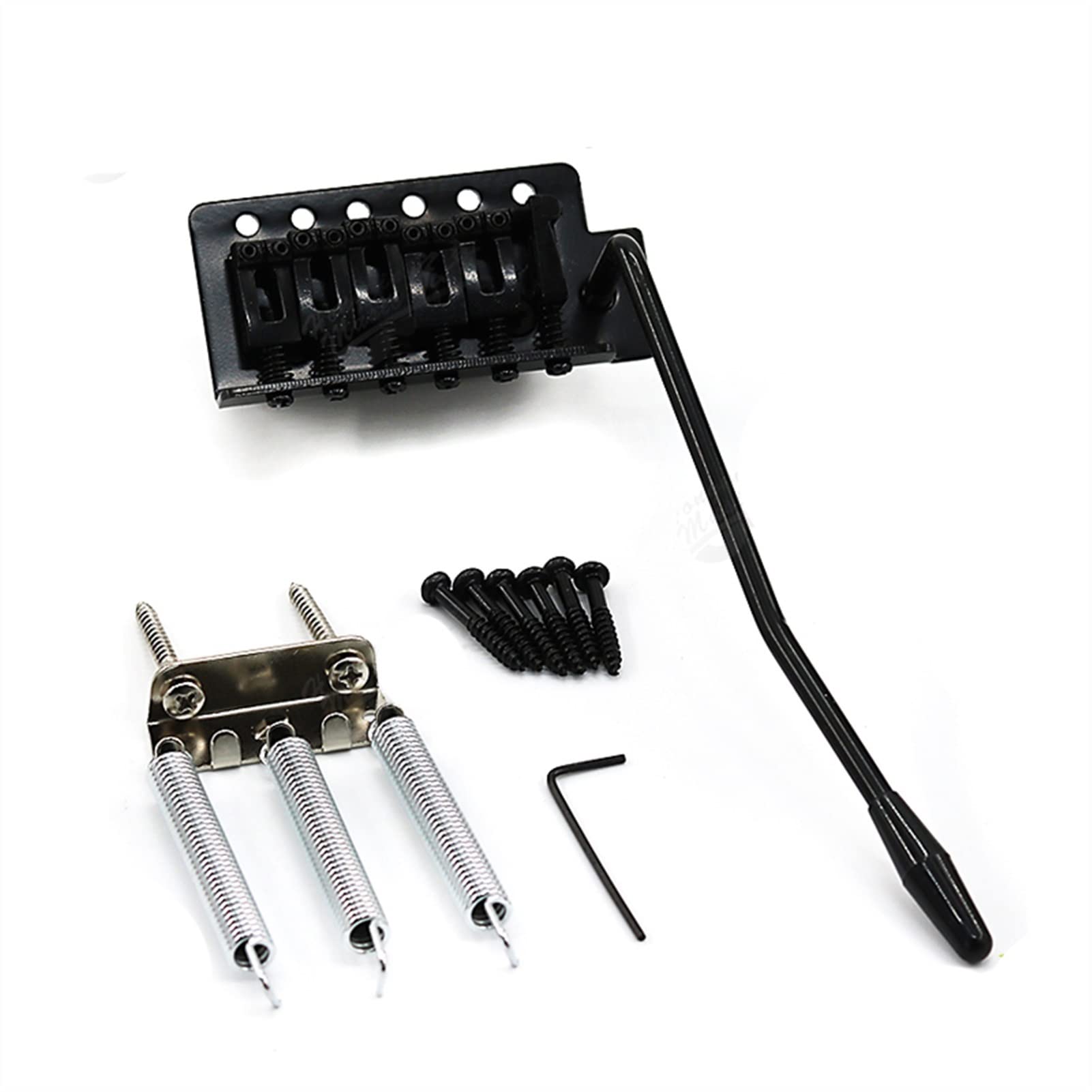 Electric Guitar Bridge - Single Shake Vibrato System with Puller Plate & Flat String Code for Rocker Six HOL Guitar Replacement Parts (Black) | Perfect for Rock, Metal & Blues Performances