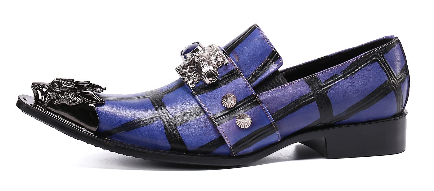 Santimon Men's Formal Dress Loafers - Genuine Leather Beaded Wedding Shoes | Classic Slip-On Smoking Shoes for Men | Perfect for Weddings, Parties & Business Events