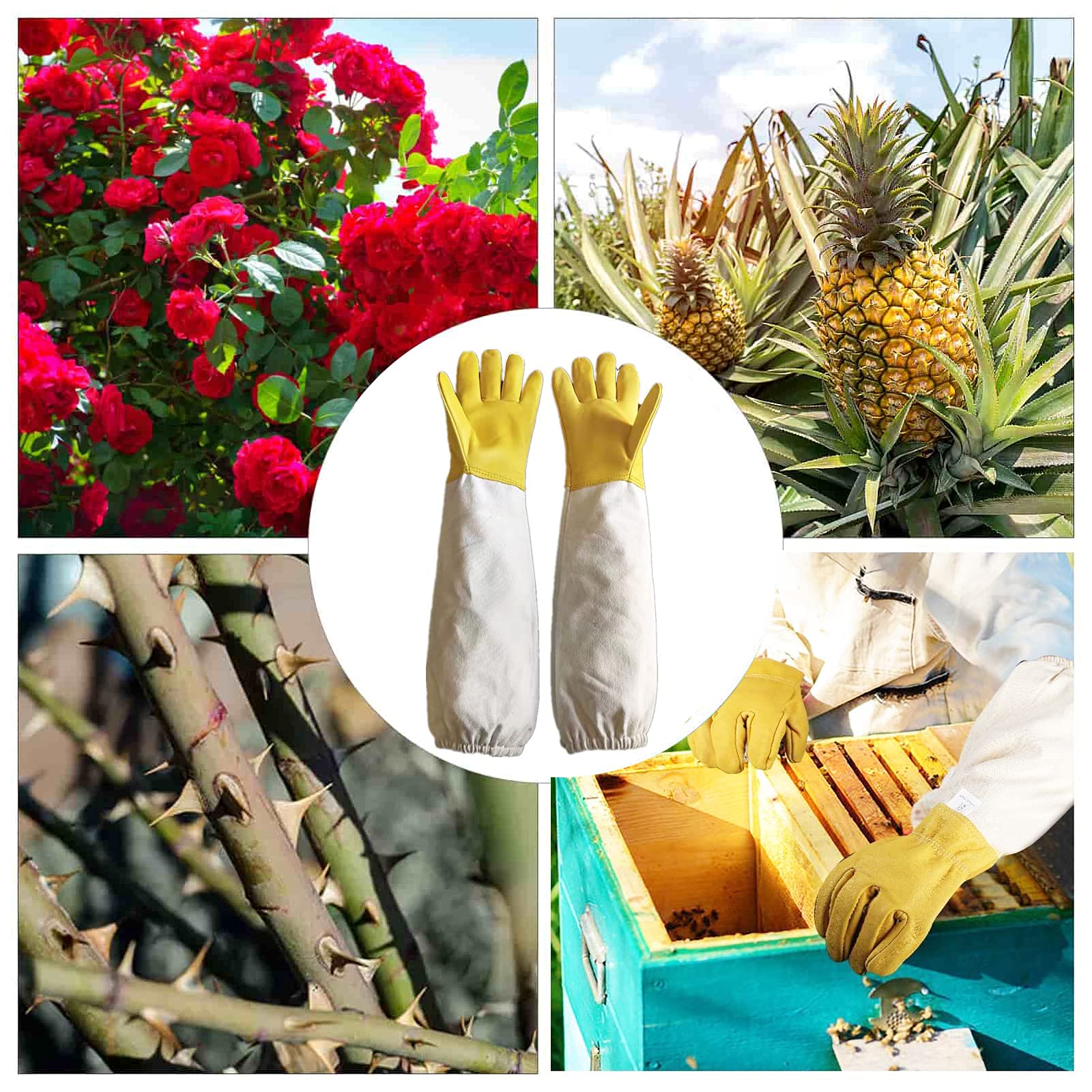 Best Thorn Proof Gardening Gloves for Roses - Durable Goatskin Leather Long Gloves for Pruning, Planting & Protection - Ideal for Rose Bushes, Cactus Handling & Thorny Plant Care