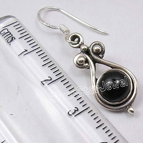Vintage Style Silver Black Onyx Earrings 1.4