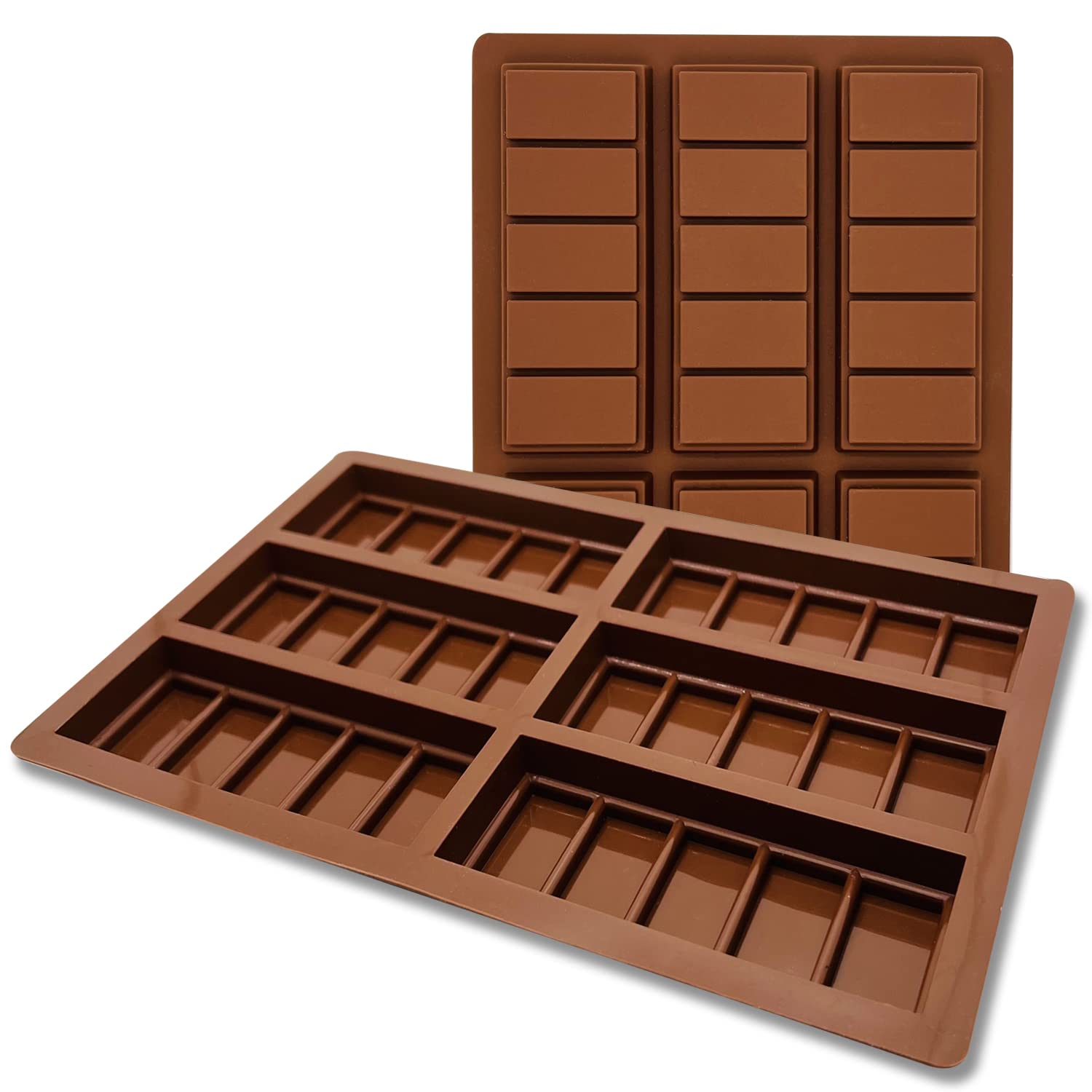 2 Pcs Silicone Wax Melt Molds - Rectangle Chocolate Bar Molds for DIY Candles, Soap Making & Baking - Perfect for Home, Gifts & Party Decorations