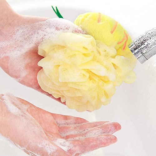 Nightstar Fruit-Shaped Body Scrubber for Kids & Adults - Soft Exfoliating Shower Loofah Sponge (2-Pack, Multi-Design) - Gentle Skin Cleansing for Bath, Spa & Sensitive Skin Care