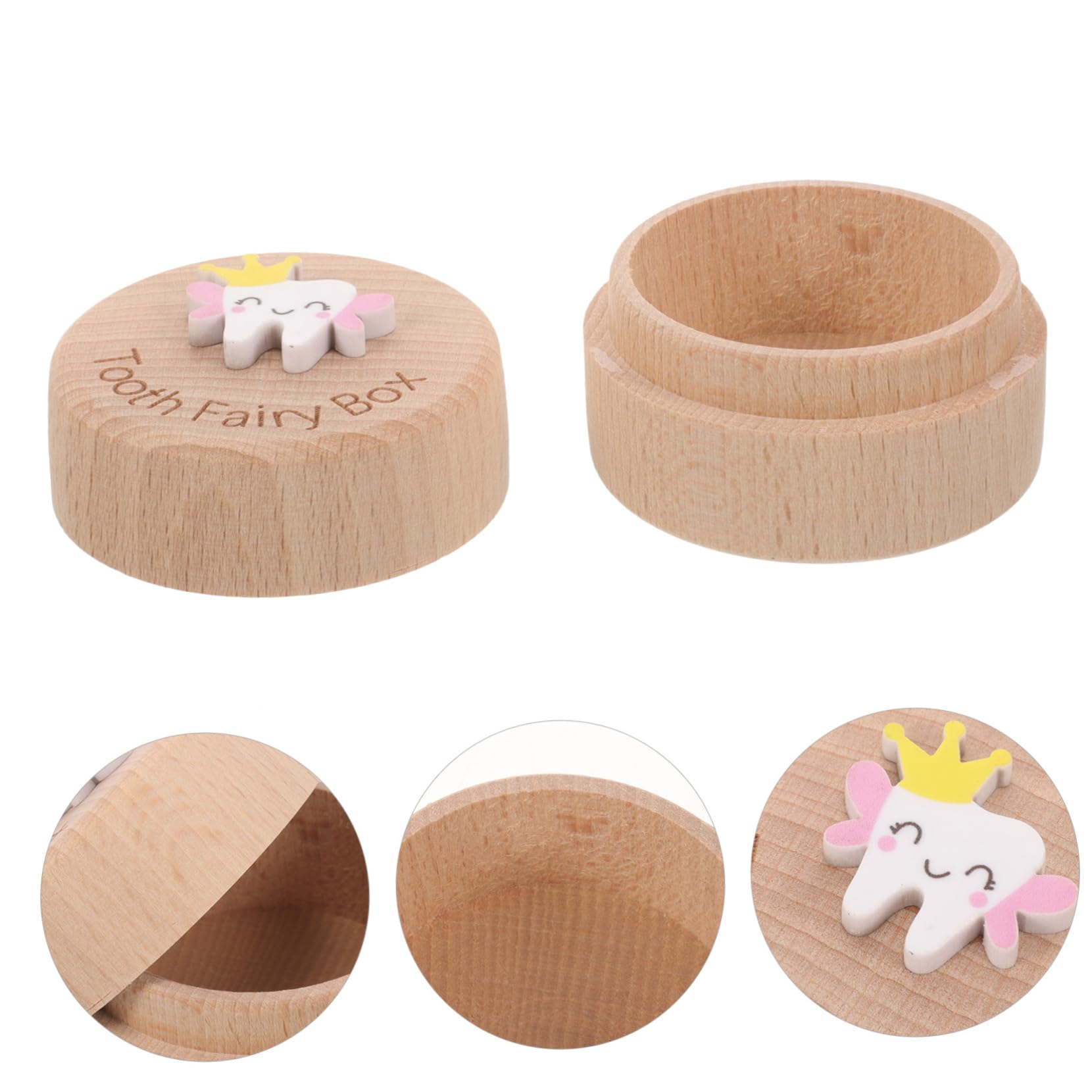 HEMOTON Wooden Tooth Fairy Box for Kids - Cartoon Tooth Holder & Keepsake Organizer - Perfect for Baby Teeth Storage and First Tooth Milestone Gifts