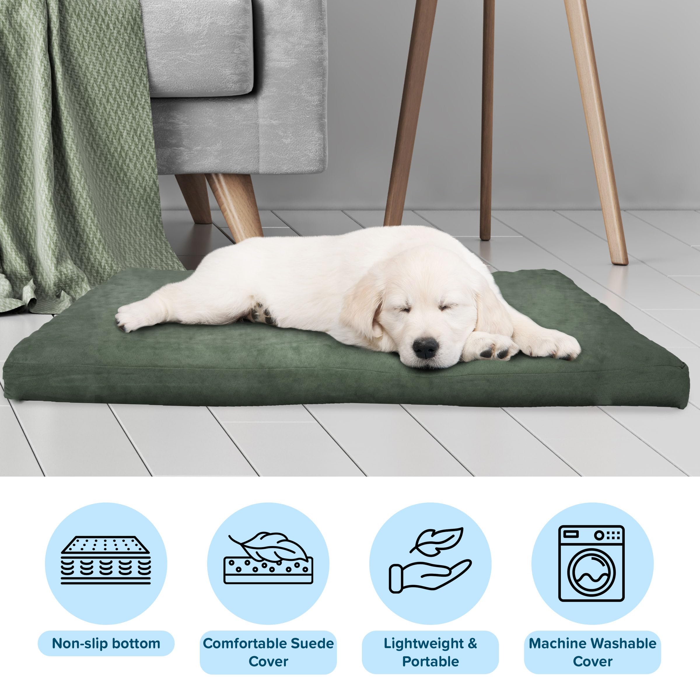 Orthopedic Dog Bed for Small Dogs - Water-Resistant, Non-Slip Bottom & Removable Washable Cover - 25.5 Inch Egg Crate Foam Pet Bed - Perfect for Puppies & Senior Dogs - Ideal for Crates, Living Rooms & Bedrooms (Green) by PETMAKER