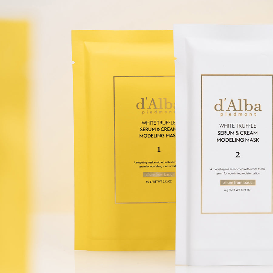 d'Alba White Truffle Serum & Cream Modeling Mask 66g (4-Pack) - Korean Skincare for Hydration & Anti-Aging - Perfect for Spa Night & Self-Care Routine