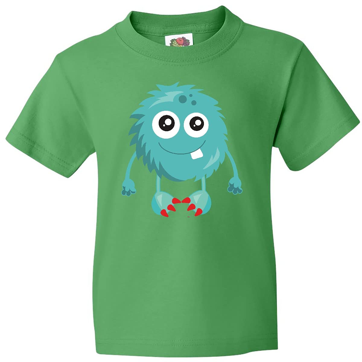 Inktastic Furry Monster T-Shirt - Blue Cute Monster Graphic Tee for Youth & Kids | Funny Silly Cartoon Design for Casual Wear, School & Playdates