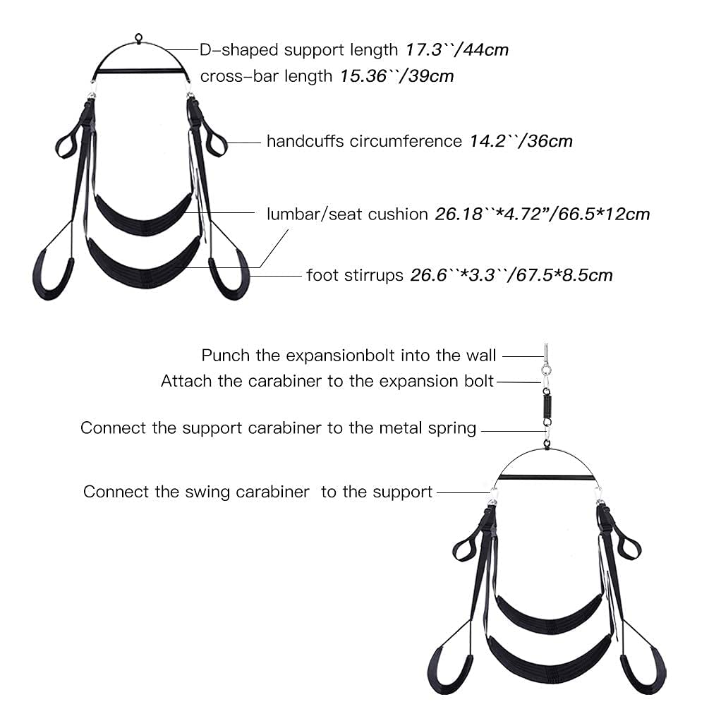 2-in-1 Ceiling & Door Sex Swing for Couples - Heavy Duty 650 lbs Capacity Adult Bondage Swing with Thick Sponge Cushion & Adjustable Straps - Perfect for Bedroom Fun, BDSM Play & Spicing Up Relationships