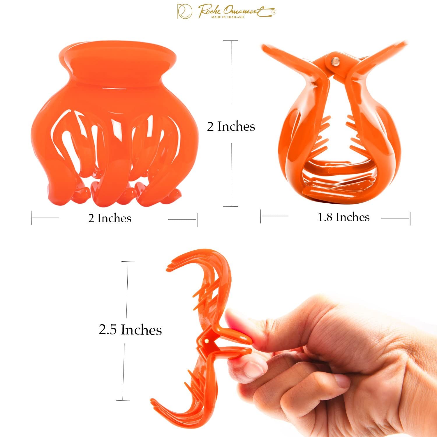 6-Pack Women's Hair Clips - Non-Slip Pumpkin Interlocking Teeth Design for Secure Hold | Medium Jelly Candy Multicolor Claw Clips | Perfect for Ponytails, Buns & Everyday Hairstyles
