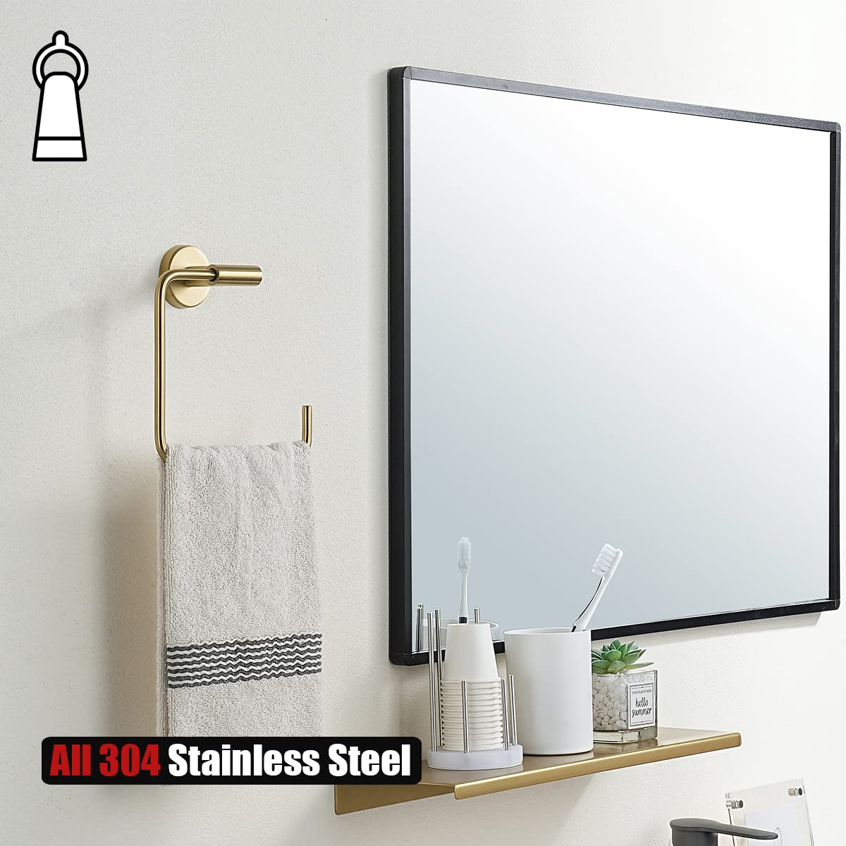 Brushed Gold Towel Ring Holder - 6