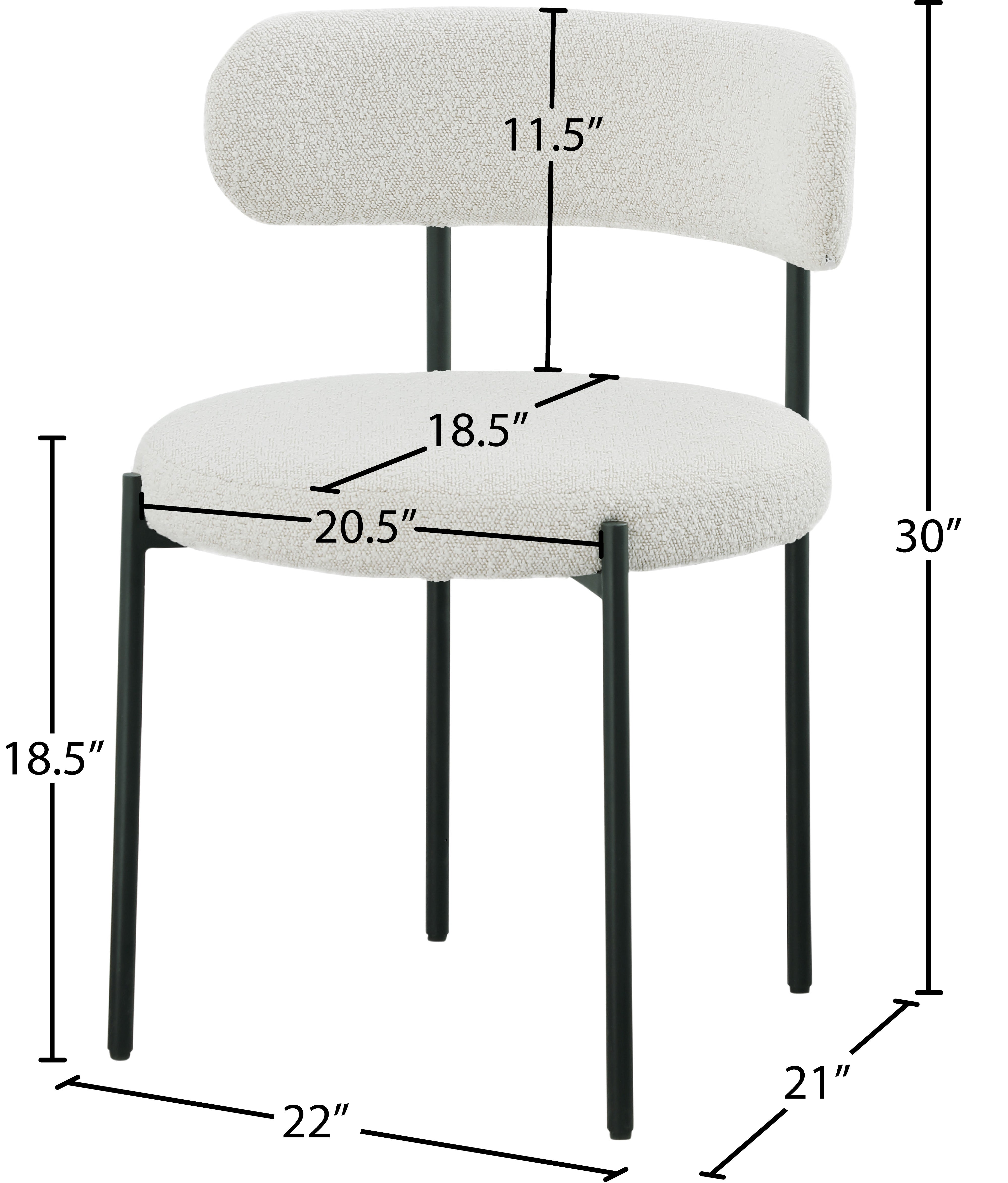 Luxury Boucle Fabric Dining Chair - Modern Upholstered Accent Chair for Dining Room, Living Room & Office - Soft & Comfortable Seat with Sturdy Metal Legs