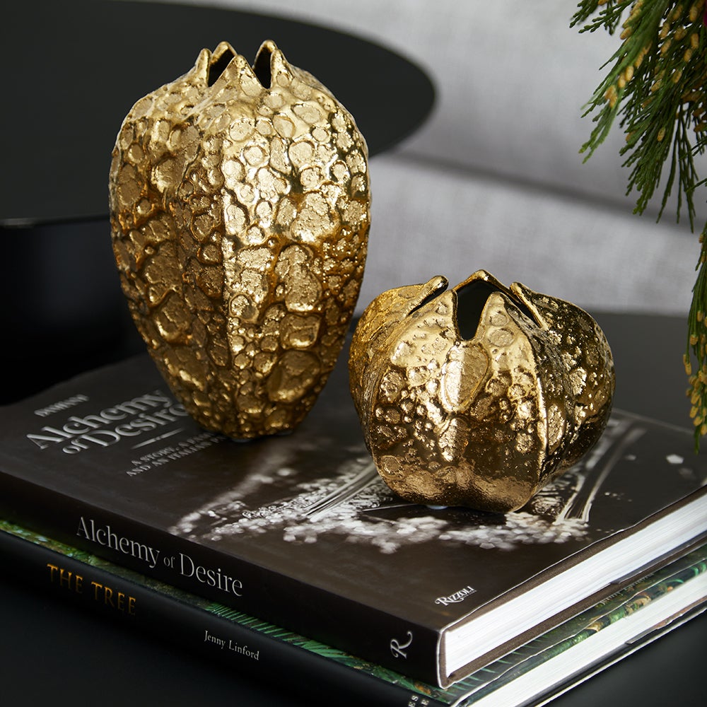 Cyan Design 10801 Pores Vase - Gold Medium Size | Elegant Home Decor for Living Room, Dining Table & Wedding Centerpiece