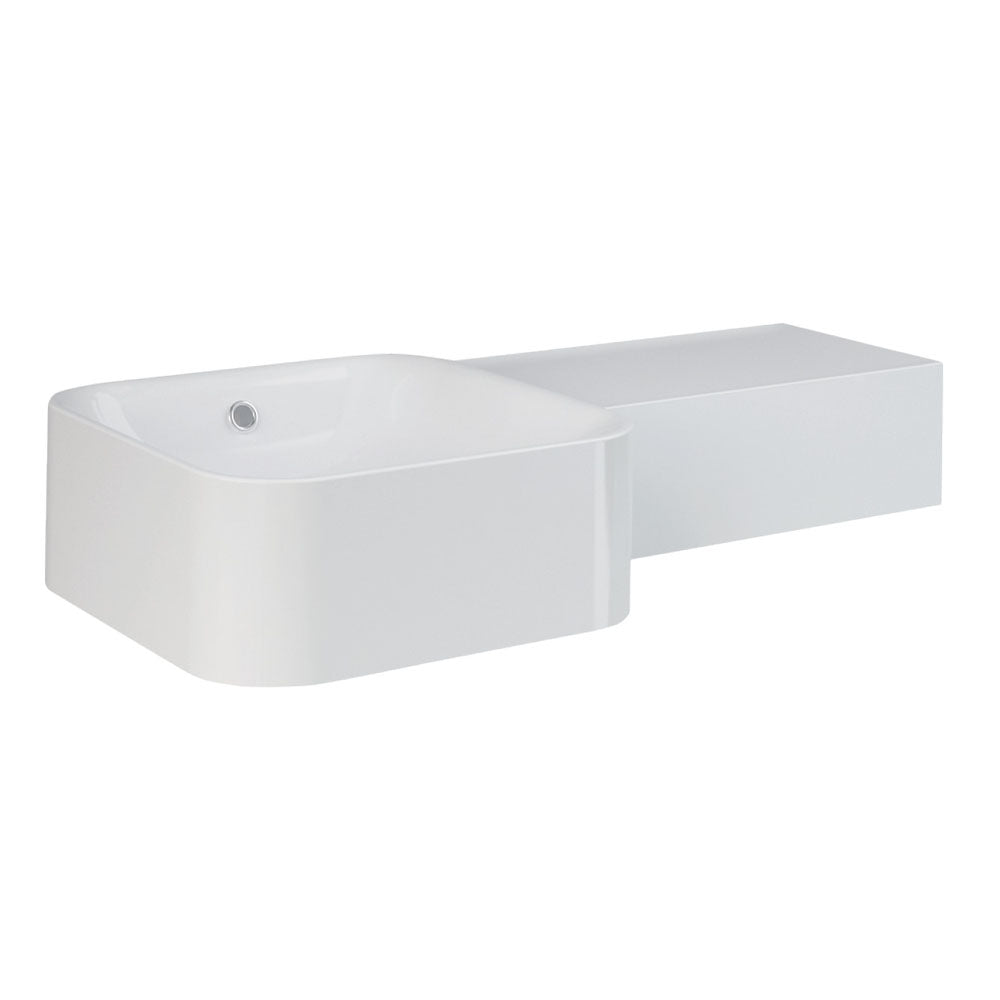 Fienza 47700AWHA RAK Petit Square Wall-Mounted Bathroom Sink - Right Edge Design, No Tap Hole, Alpine White - Perfect for Modern Small Bathrooms & Powder Rooms