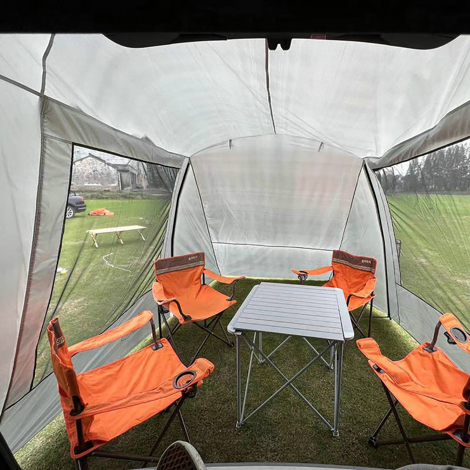 BommFu SUV Family Camping Tent with Tailgate Awning - 5-6 Person Car Tent for SUV, MPV, Hatchback, Minivan, Sedan | Perfect for Outdoor Adventures, Road Trips & Tailgating Parties