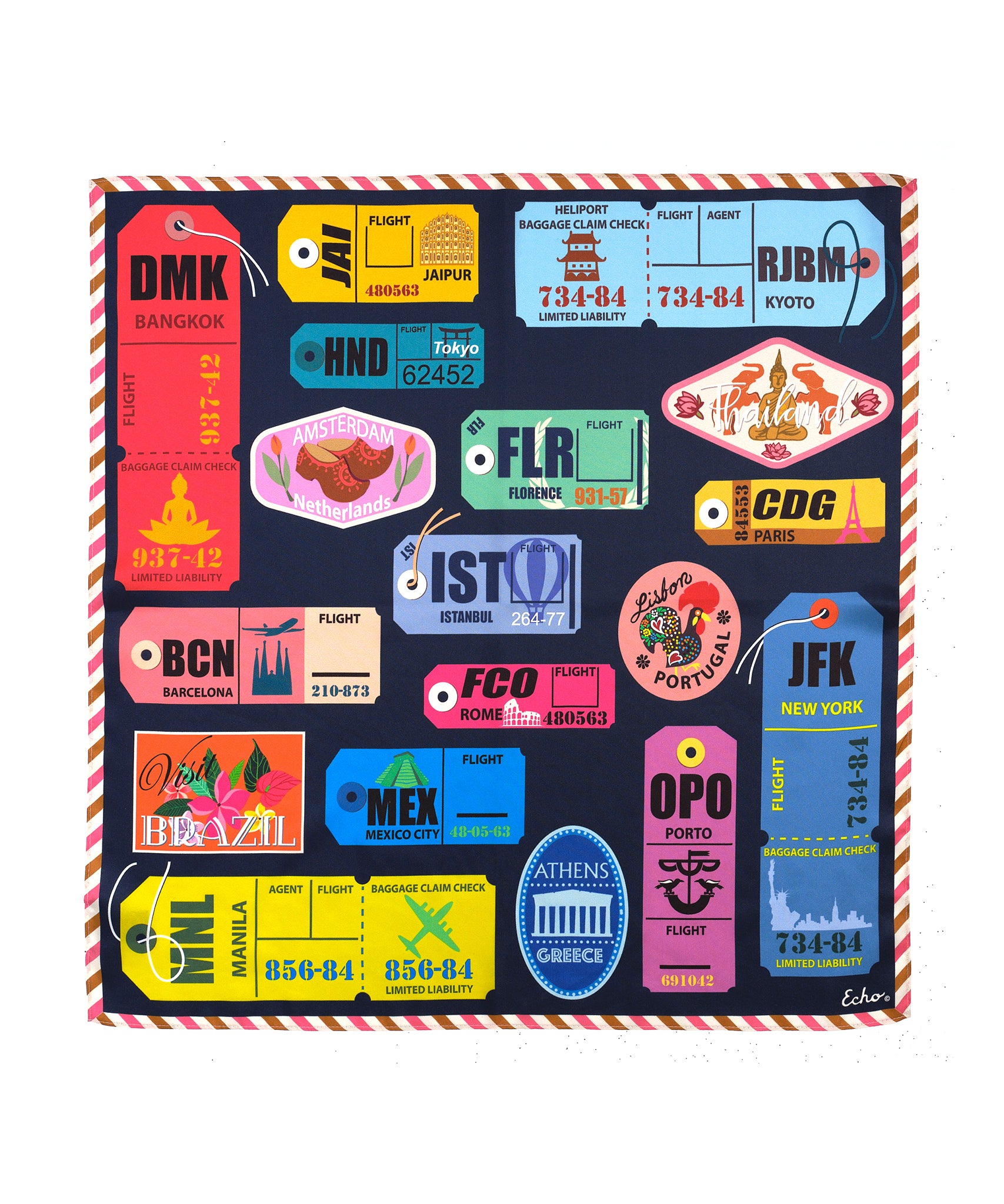 Jet Set Silk Bandana - Soft & Stylish Fashion Scarf for Women & Men - Perfect for Travel, Headband, Hair Accessory, or Gift
