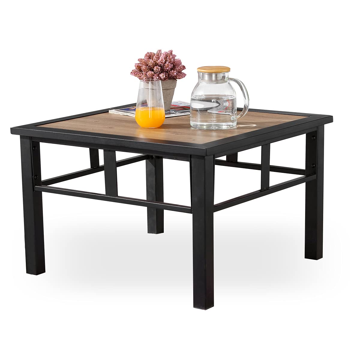 **Weather-Resistant Aluminum Composite Panel Outdoor Side Table with Wood Grain - Patio, Bistro & Conversation Coffee Table for Outdoor Furniture Sets - Perfect for Backyard, Garden & Poolside Relaxation**