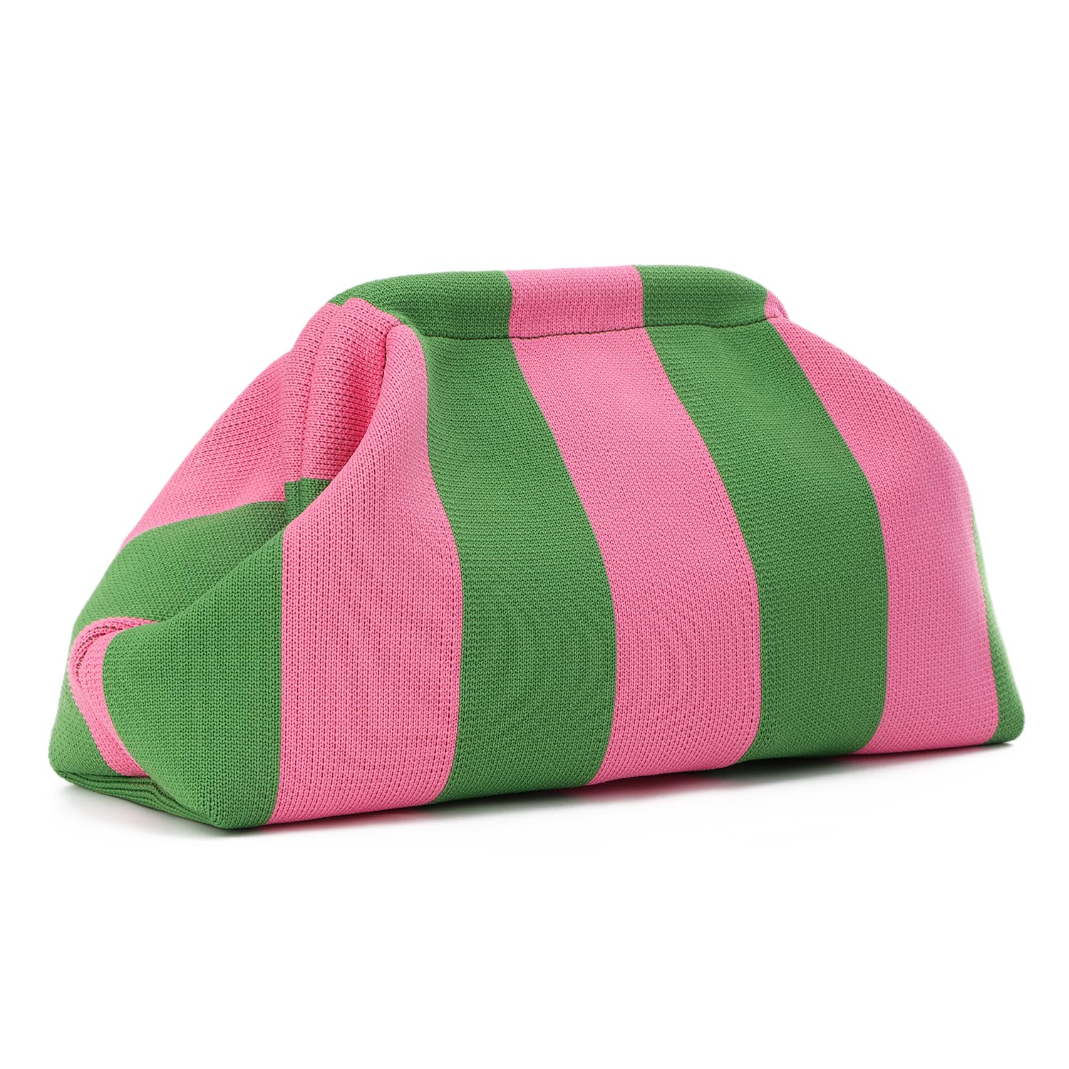 Oweisong Women's Crochet Woven Clutch Purse - Summer Beach Bag in Hot Pink, Striped Boho Evening Handbag for Spring 2025 | Perfect for Vacations, Parties & Date Nights