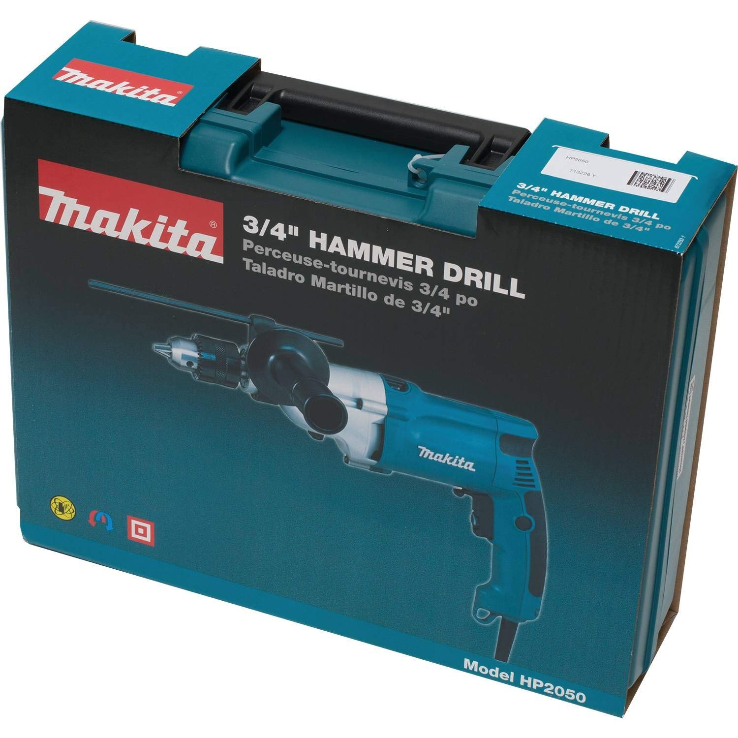 Makita HP2050-R 6.6 Amp 3/4 Inch Hammer Drill with Case (Renewed) - Powerful Corded Drill for Woodworking, Metal Drilling & DIY Home Projects