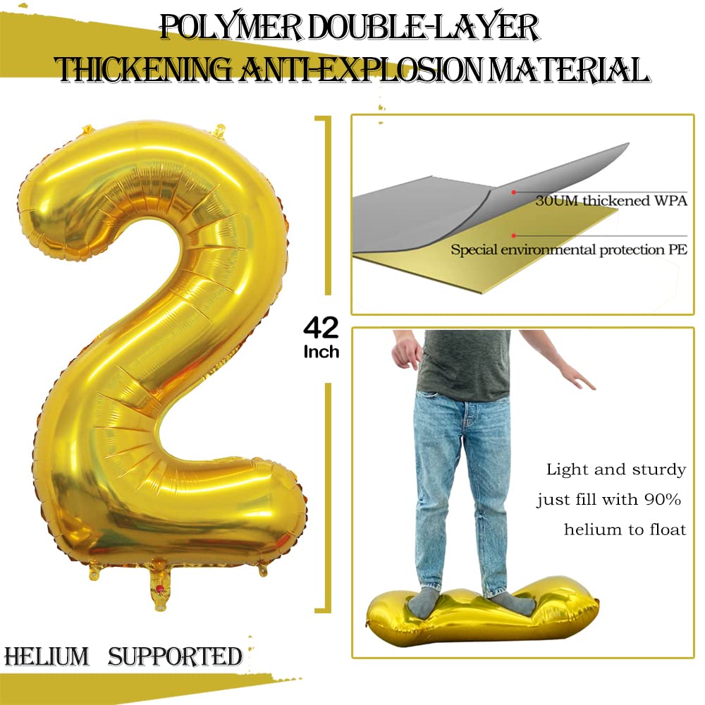 GOER 42 Inch 2025 Gold Foil Number Balloons - Large Metallic Party Decorations for New Year's Eve, Graduation, Birthday & Anniversary Celebrations - Perfect for Photo Backdrops, Wall Decor & Event Centerpieces