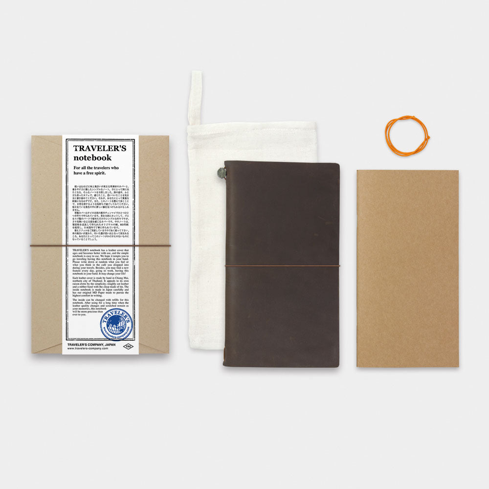 Traveler's Notebook Starter Kit - Regular Size Brown Leather Journal for Writing, Sketching & Travel | Perfect for Journaling, Bullet Planning & Adventure Scrapbooking