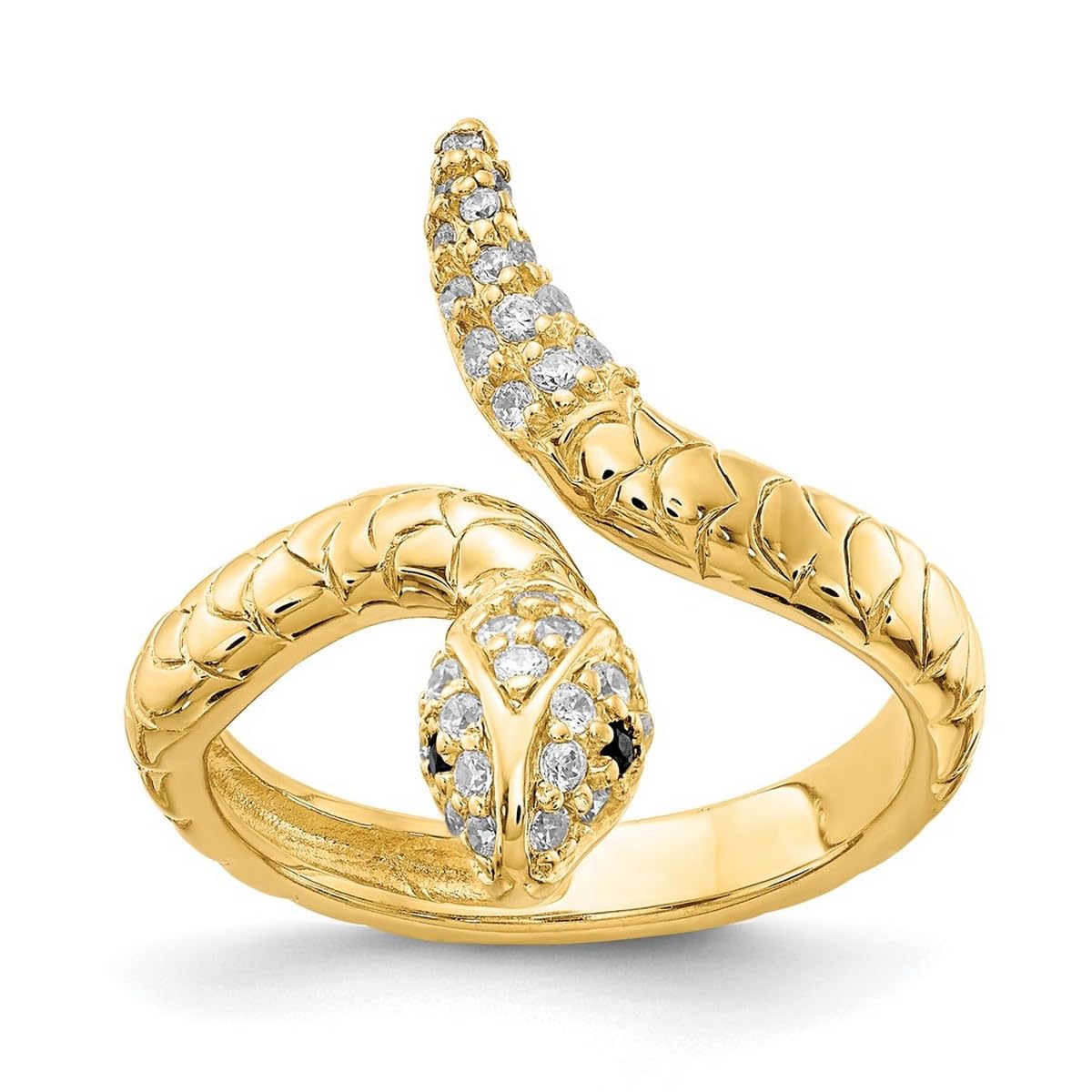 925 Sterling Silver Gold Plated Cubic Zirconia Snake Ring for Women - 19mm Wide - Size 6/7/8 - Elegant Jewelry Gift for Birthday, Anniversary & Special Occasions