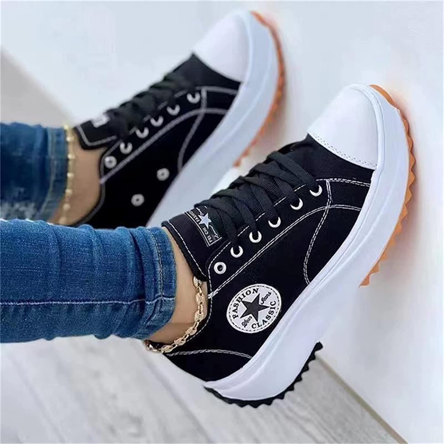 2022 Women's Fashion Sneakers - Breathable Casual Sport Shoes, Comfortable Platform Canvas Trainers with Mesh Design for Walking, Running & Gym Workouts