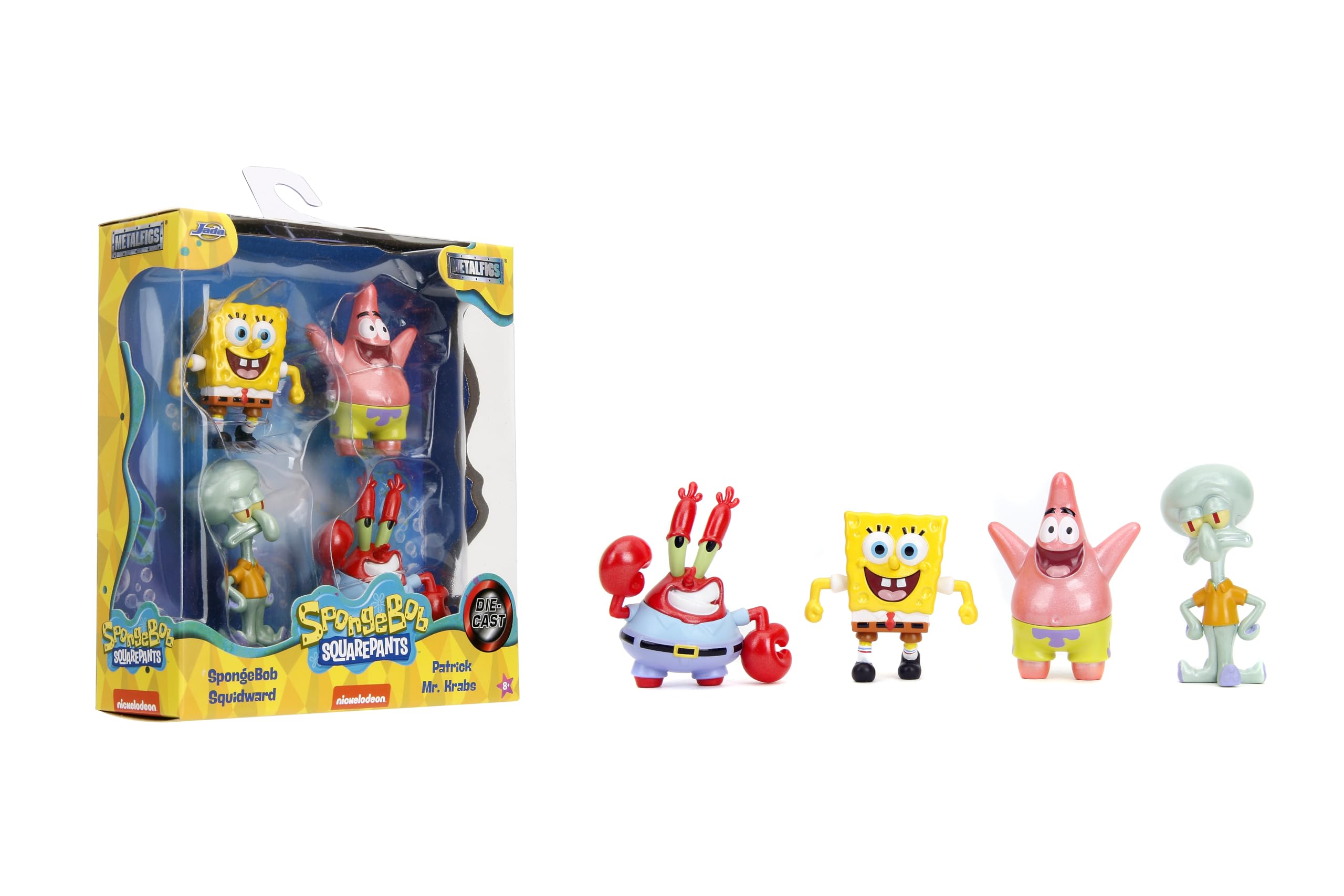 Spongebob Squarepants 2.5 Inch 4-Pack Die-Cast Action Figures - Collectible Nickelodeon Character Toys for Kids & Adults - Perfect for Display, Gifts, and Playtime Fun
