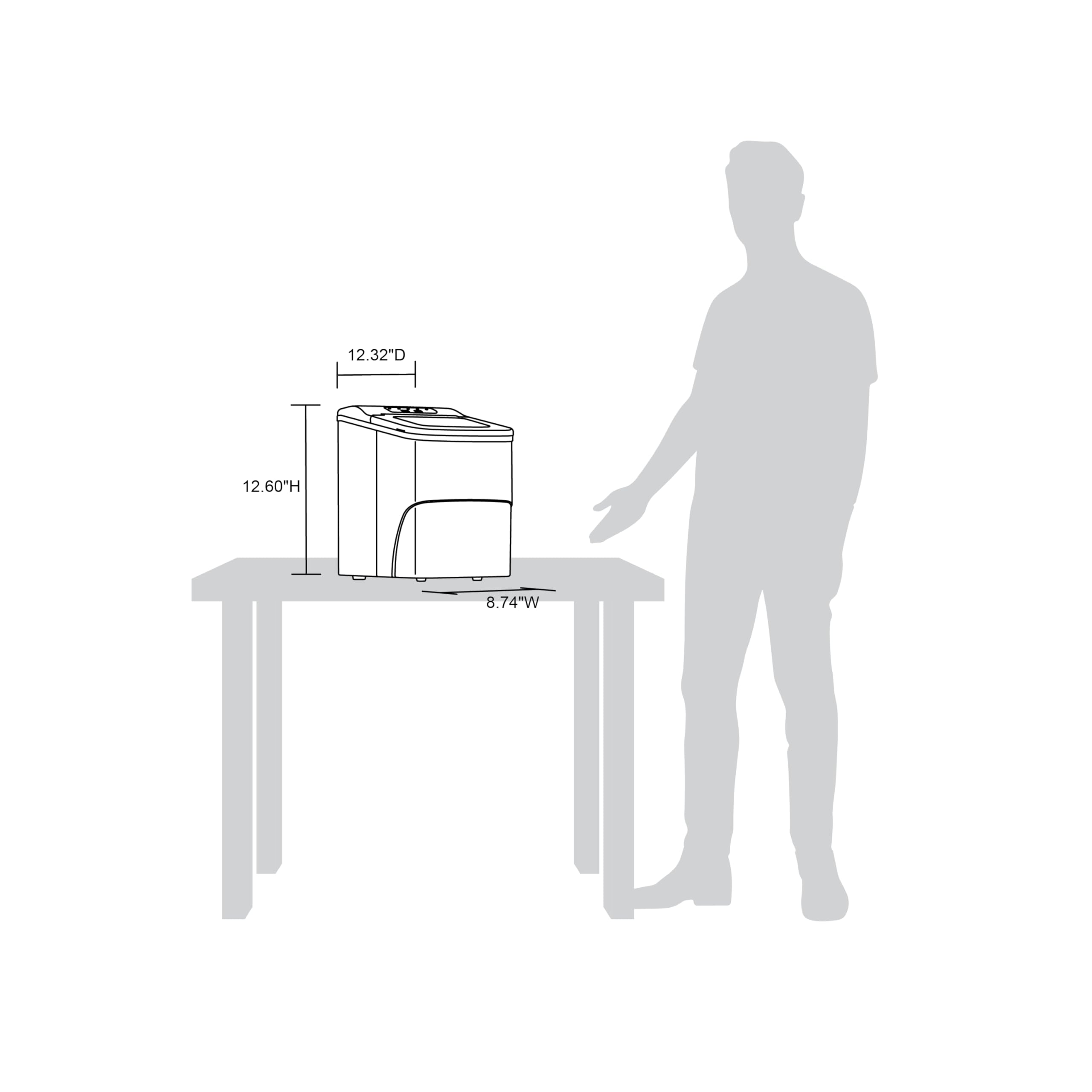 Newair 26 lbs. Countertop Bullet Ice Maker - Portable Ice Machine in Matte Black with Intuitive Controls | Large & Small Ice Size Options | Easy to Clean BPA-Free Parts | Perfect for Cocktails, Whiskey, Soda & Beverages | Ideal for Home Bars, Parties & Office Use