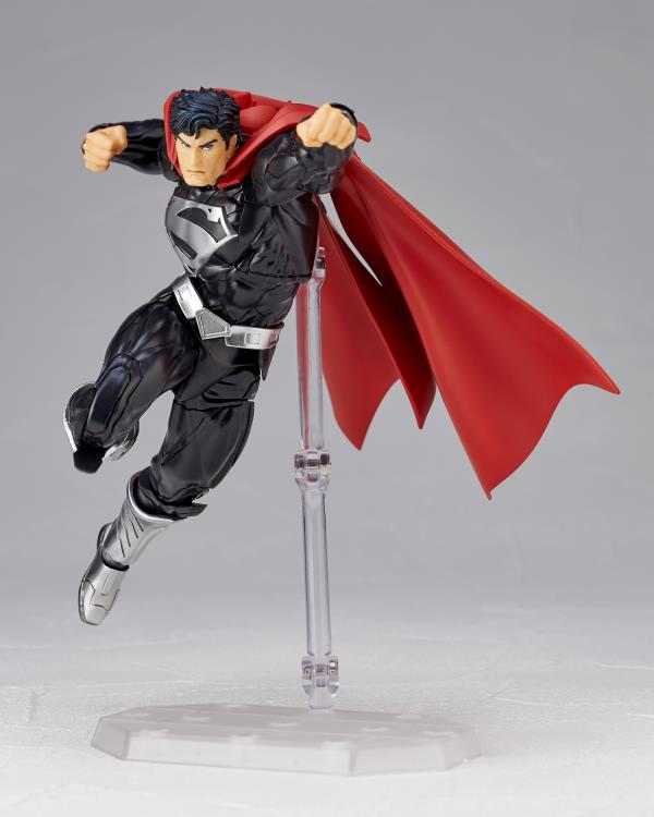 Amazing Yamaguchi Revoltech No. 027EX Superman Black Suit Action Figure - Collectible DC Comics Superhero Toy for Display & Photography