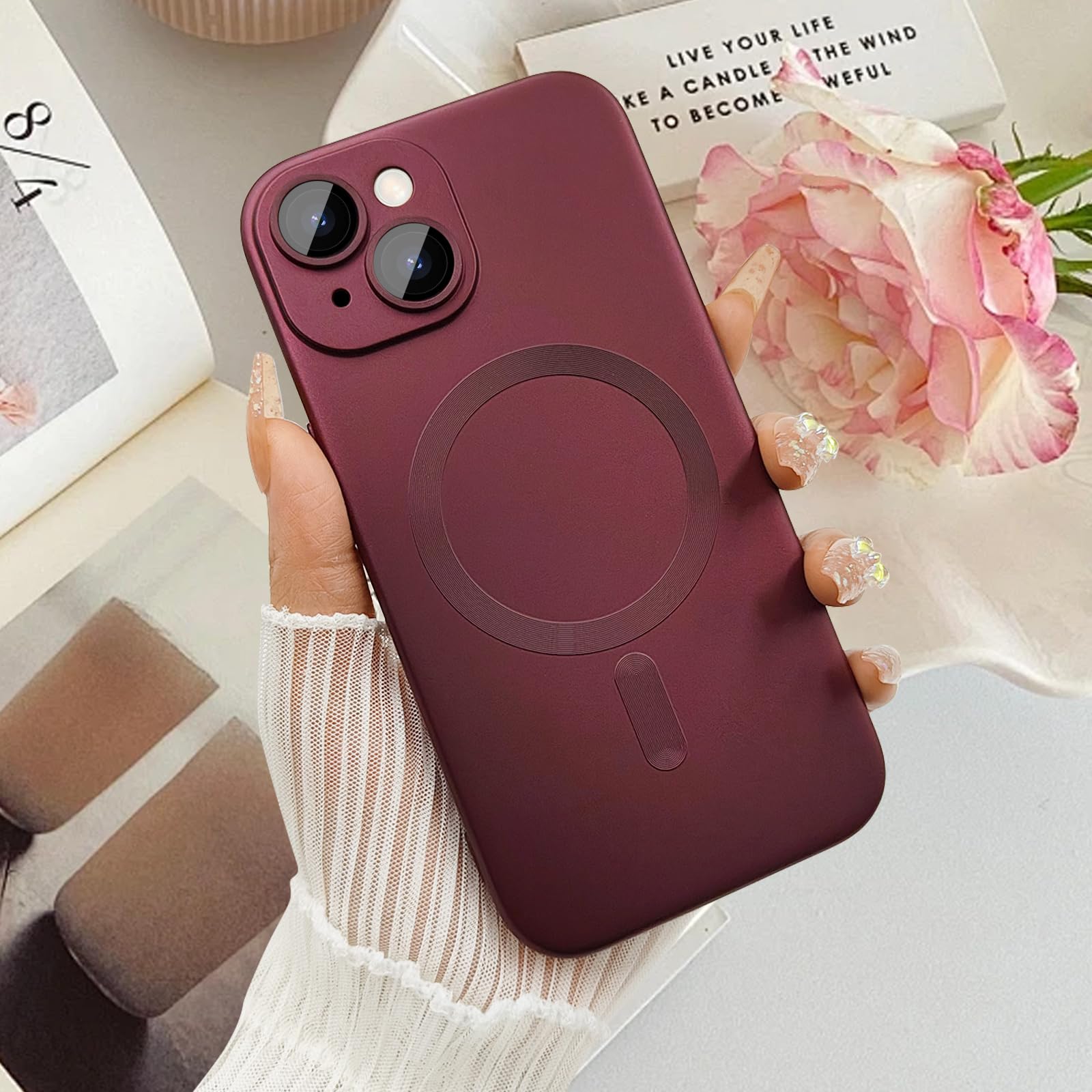 Premium Magnetic Case for iPhone 13 - Matte Luxury Soft Metallic Finish with Camera Lens Protector | Magsafe Compatible iPhone 13 6.1