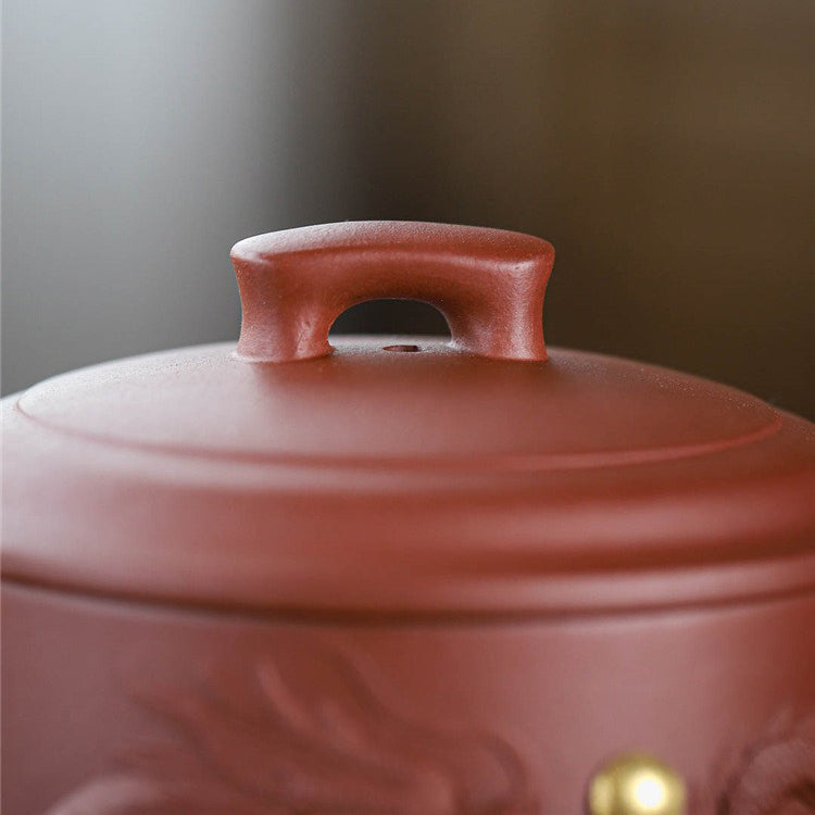 Premium Yixing Purple Clay Tea Mug with Hand-Carved Dragon Design - Authentic Chinese Teapot for Gongfu Tea Ceremony, Gift for Tea Lovers, Perfect for Home & Office Use