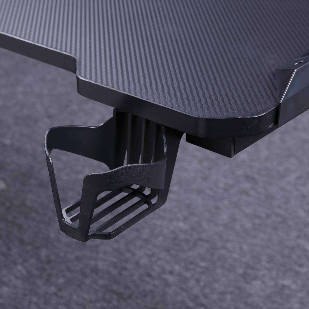 140cm RGB Gaming Desk with LED Lights - Carbon Fiber L-Shaped Computer Table for Home Office & Gaming Setup - Black (Perfect for PC Gaming, Streaming & Workspace)