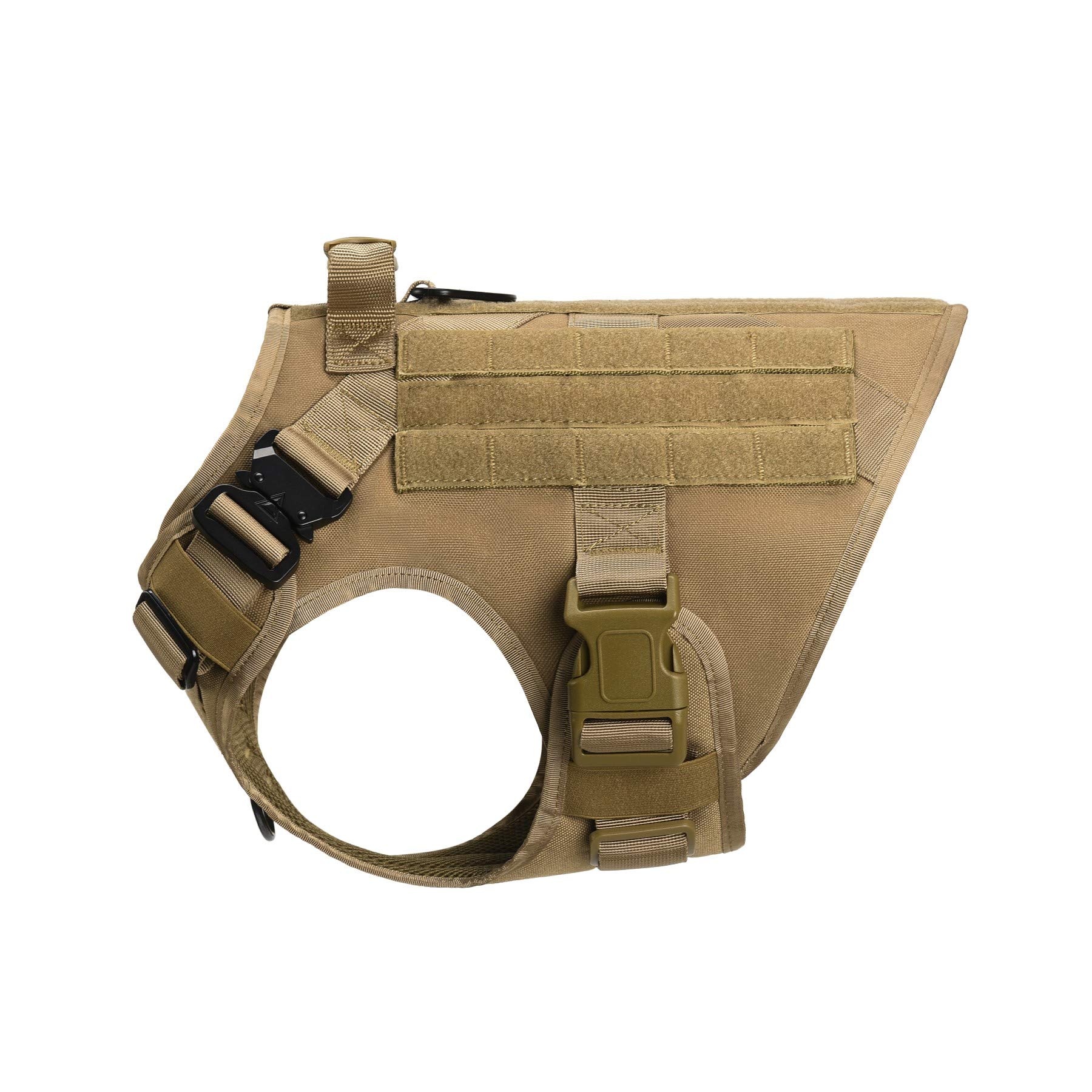 Tactical Dog Harness for Service & Hunting - Adjustable Military-Grade Molle Nylon Vest with Handle, Water-Resistant & Comfortable for K9 Training (Camouflage, Brown, Medium) - Perfect for Police Patrols, Outdoor Adventures & Working Dogs
