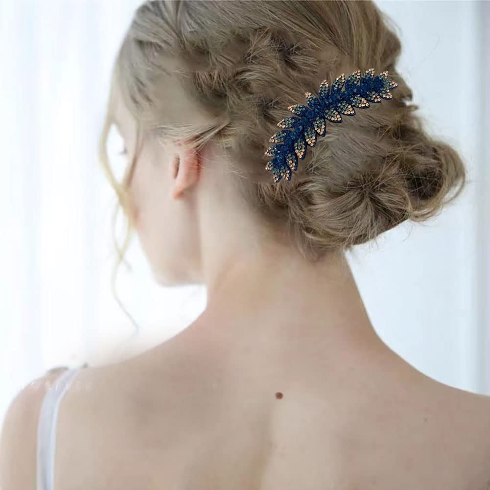 1PC Fashion Rhinestone Hair Comb for Women - Elegant Blue Hairpin Headwear Accessory for Weddings, Parties & Special Events