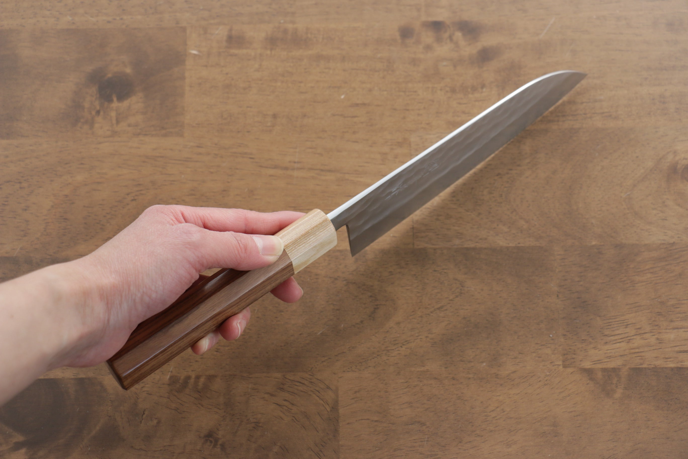 Premium Kunihira VG1 Hammered Santoku Knife 170mm with Morado Wood Handle - Perfect for Slicing, Dicing & Chopping Vegetables, Meat & Fish in Professional & Home Kitchens