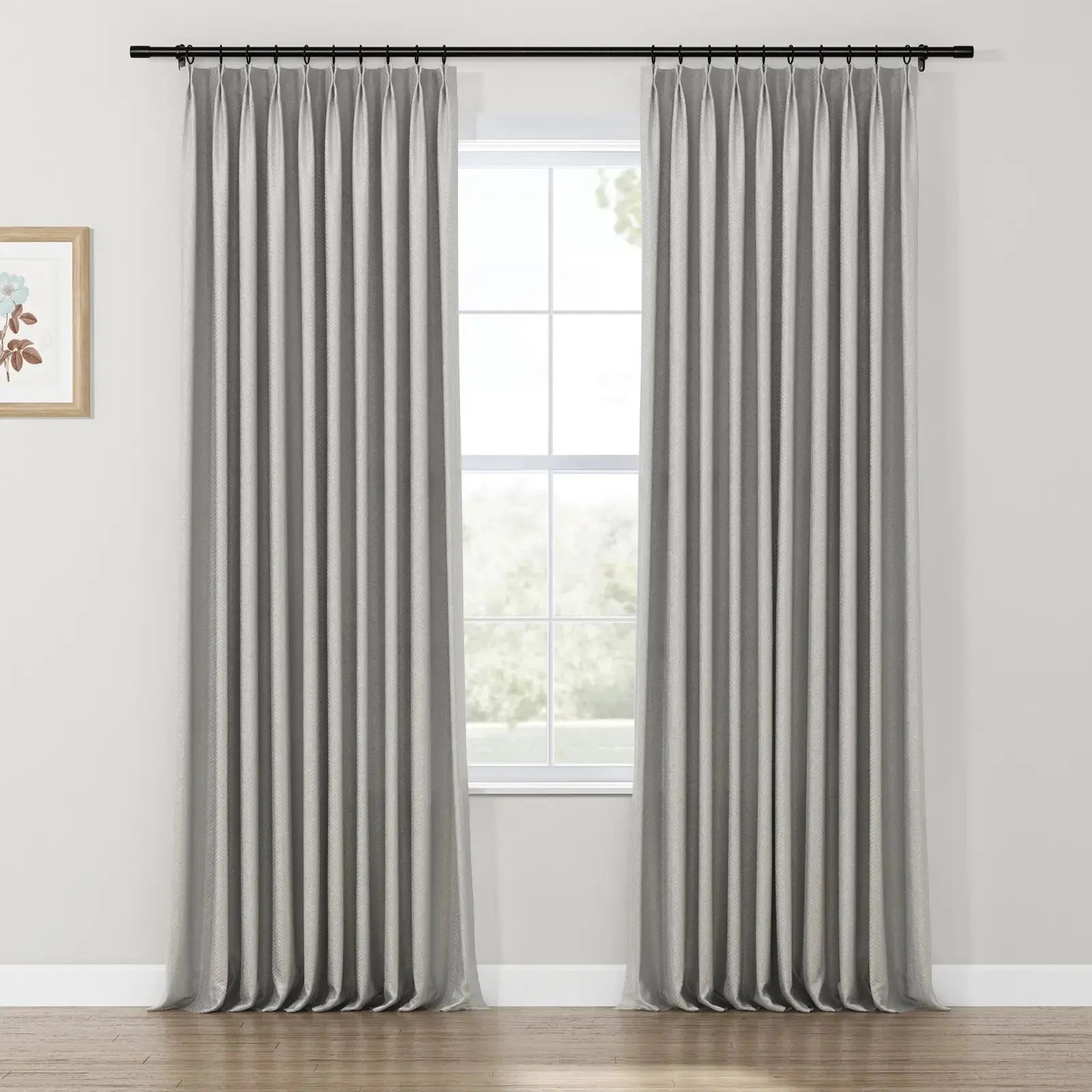 Lydia Rib Jacquard Curtains - Elegant Pleated Window Drapes for Living Room & Bedroom - Blackout Thermal Insulated Sheer Panels for Home Decor