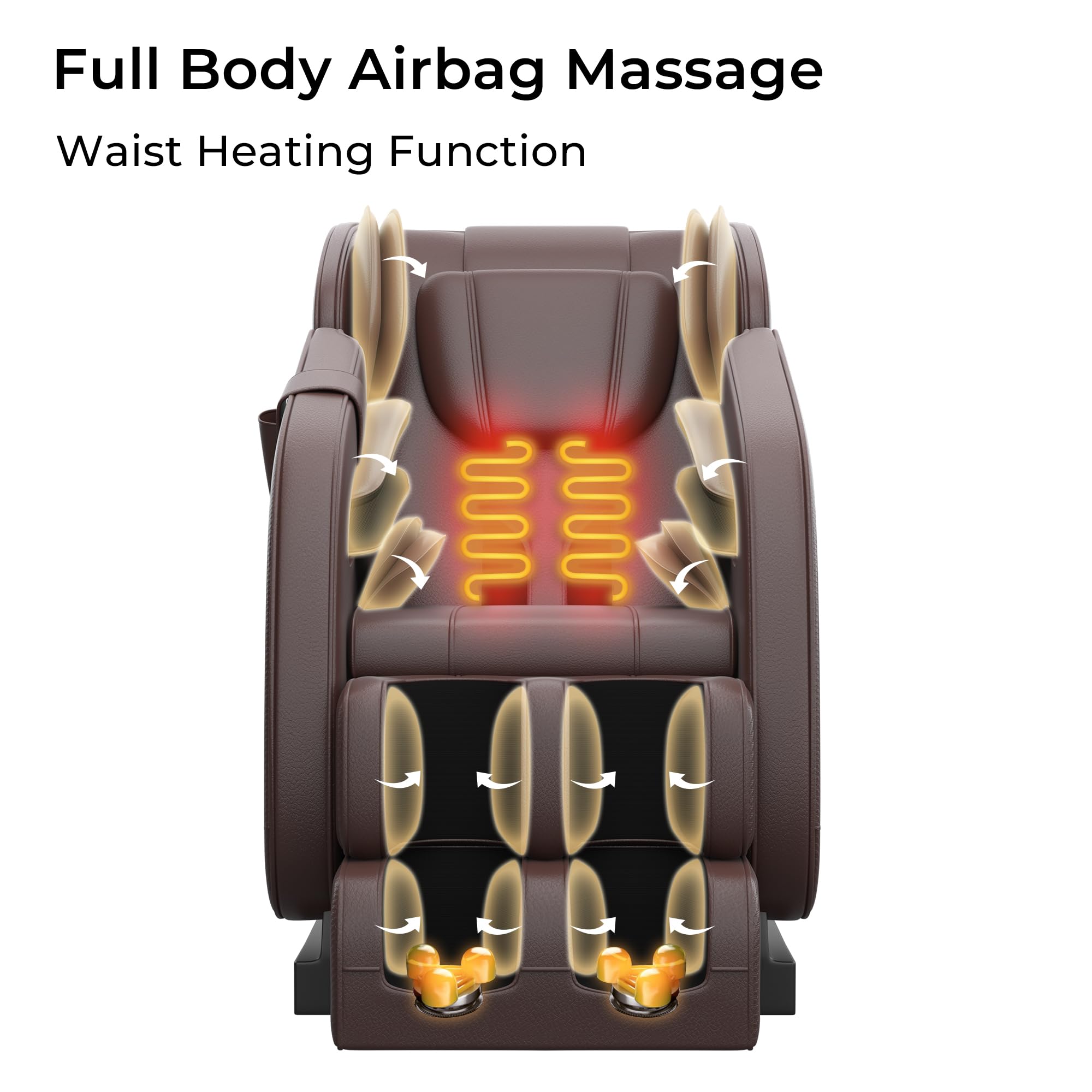 2025 Full Body Massage Chair with Zero Gravity Recline - Heated Shiatsu Massager with Auto Programs, Bluetooth Speaker & Foot Rollers - Perfect for Home, Office or Spa Relaxation (Brown)