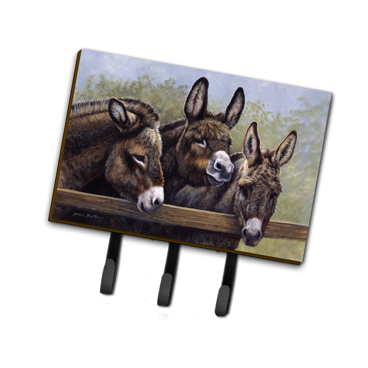 Caroline's Treasures BDBA0235TH68 Donkeys by Daphne Baxter Wall Mount Key Holder & Coat Rack - Perfect for Organizing Keys, Leashes, Towels, Aprons & More in Entryway, Kitchen or Mudroom