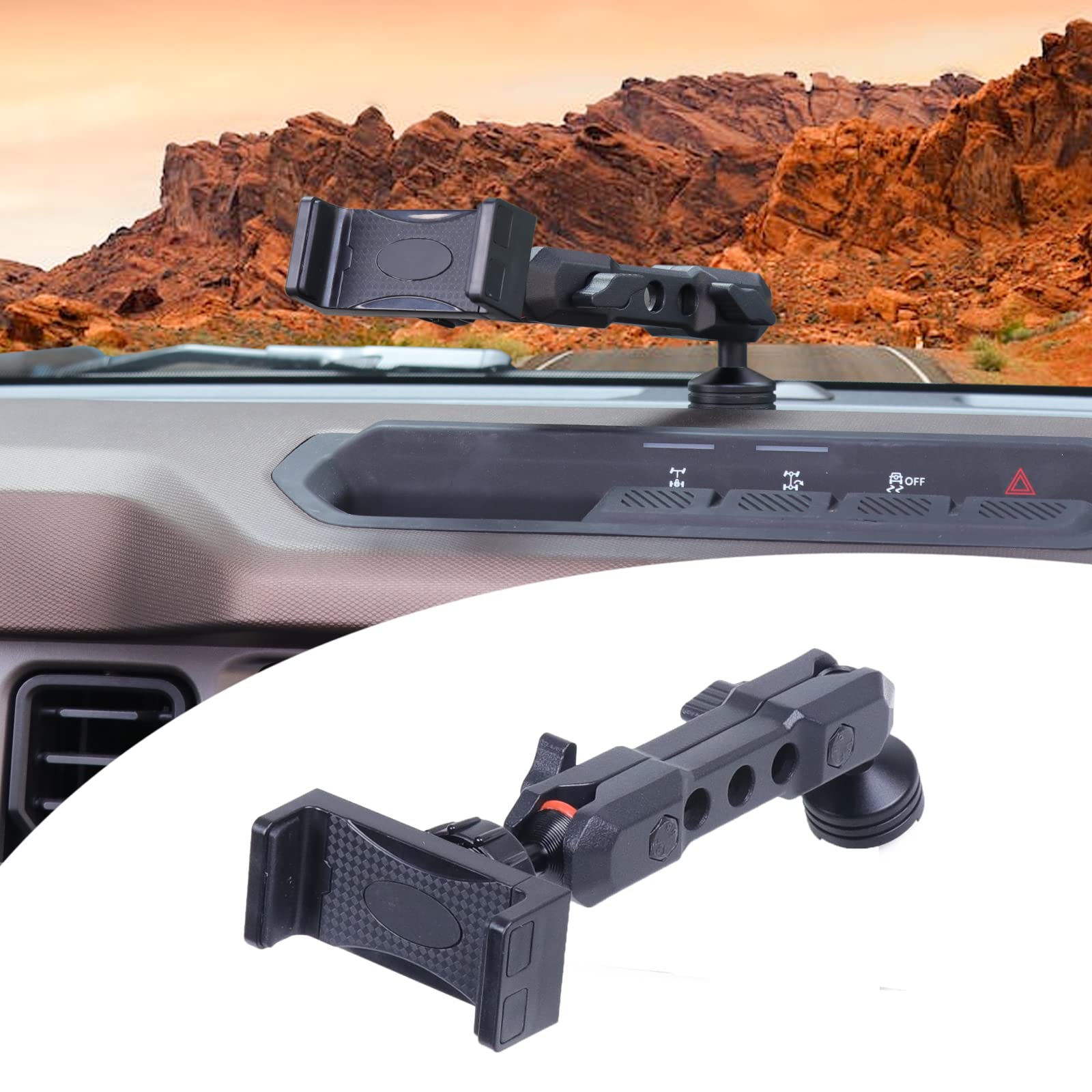 Bronco Dash Phone Holder for Ford Bronco 2021-2024 | 360° Adjustable Car Phone Mount for 2/4 Door Models | Secure & Hands-Free Driving Accessory | Perfect for Off-Road Adventures & Daily Commutes