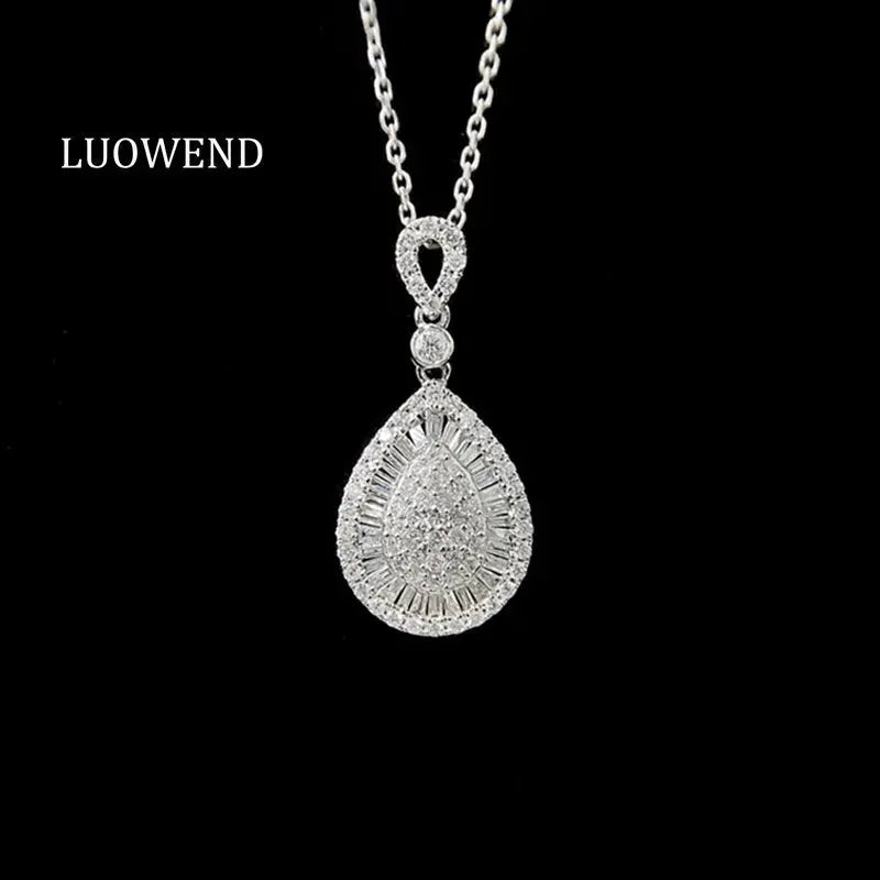 18K White Gold Diamond Pendant Necklace for Women - 0.50 Carat Real Natural Diamond Water Drop Pendant, Classic Wedding Jewelry Gift for Anniversary, Engagement & Special Occasions