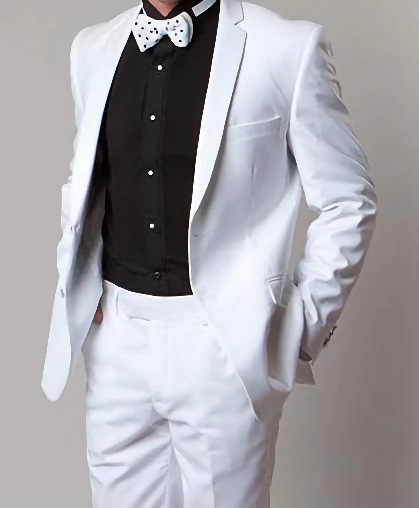 Elegant Regular Fit White 2-Piece Tuxedo Suit with Slim Satin Lapel | Formal Wedding, Prom & Evening Wear for Men